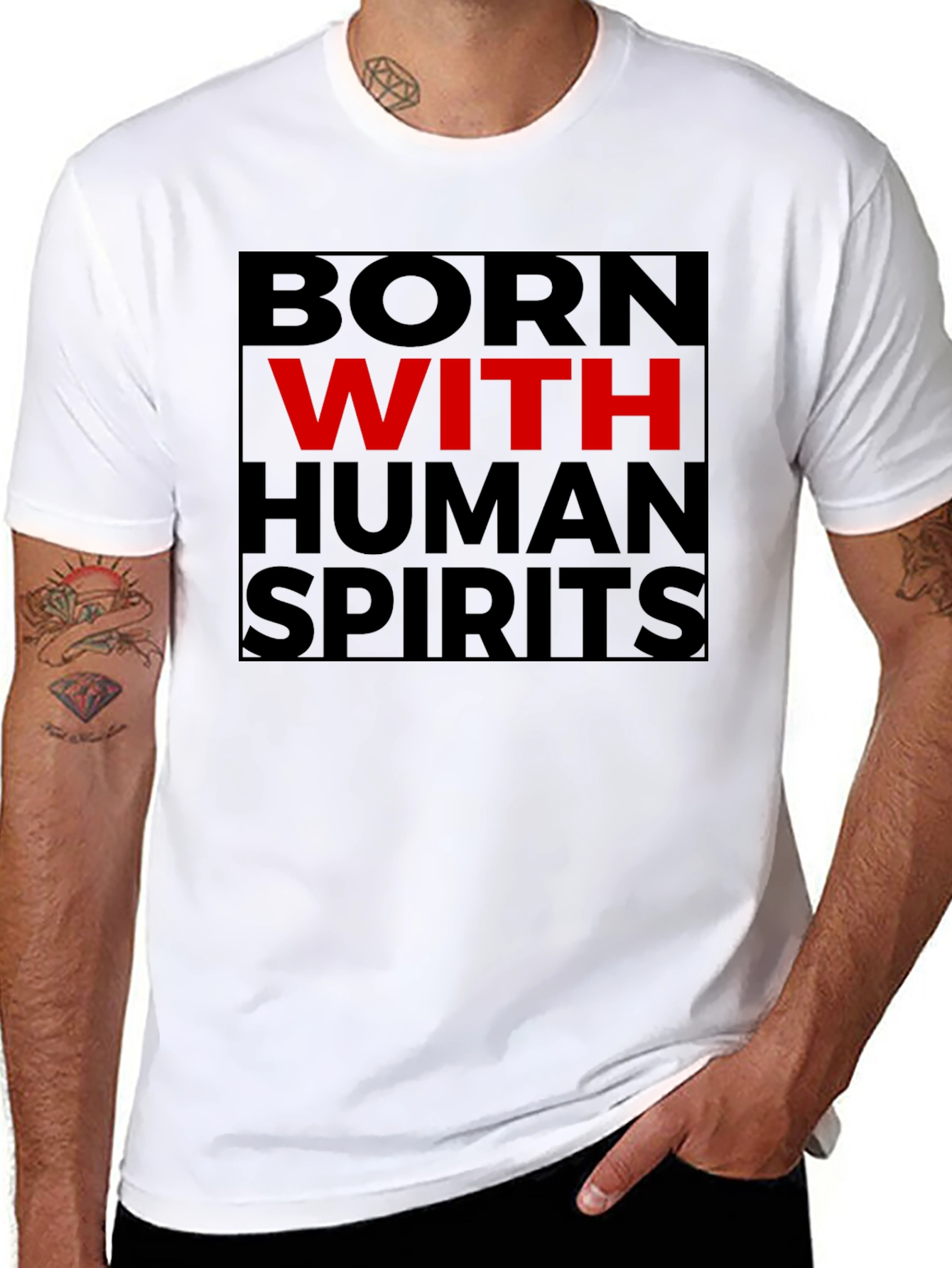 Born With Human Spirits Graphic Tee - Black