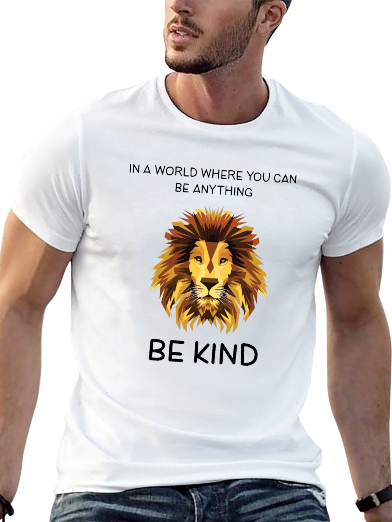 Be Kind Lion Graphic T-Shirt - Black