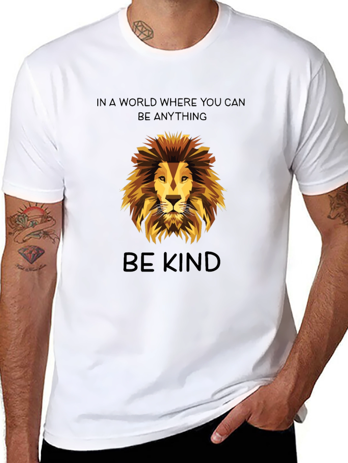 Be Kind Lion Graphic T-Shirt - Black