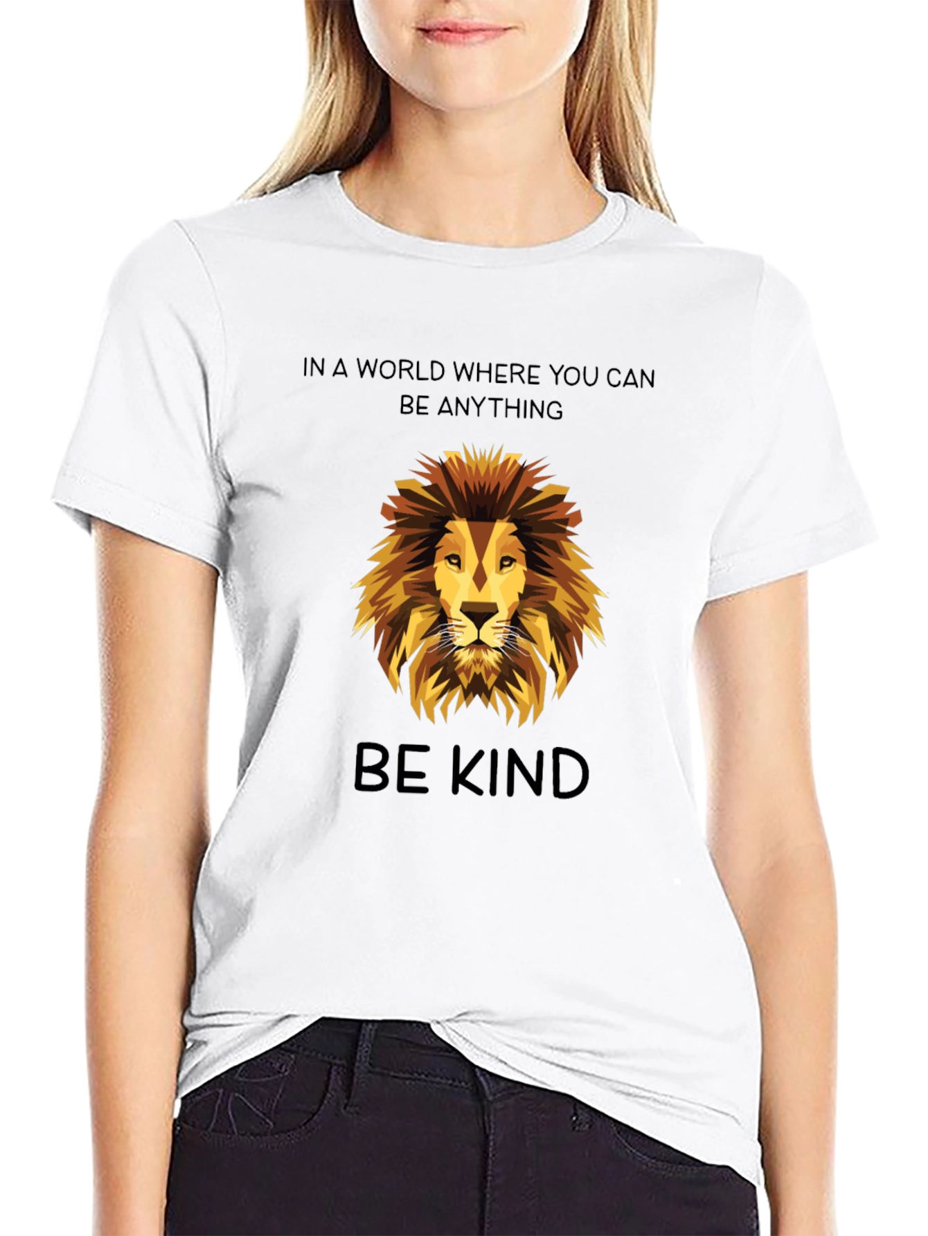 Be Kind Lion Graphic T-Shirt - Black