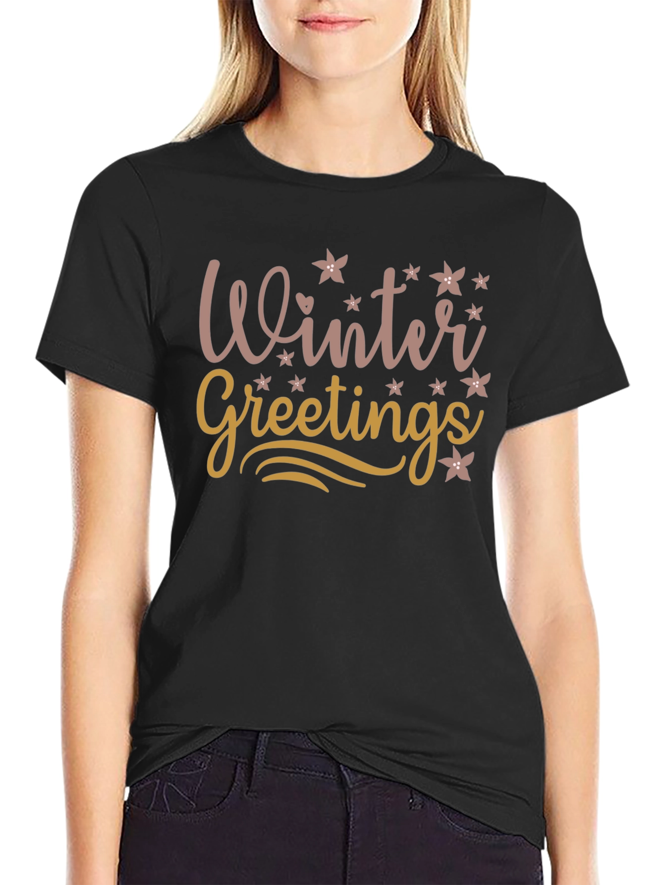 Winter Greetings Graphic Tee - Stylish Holiday Apparel