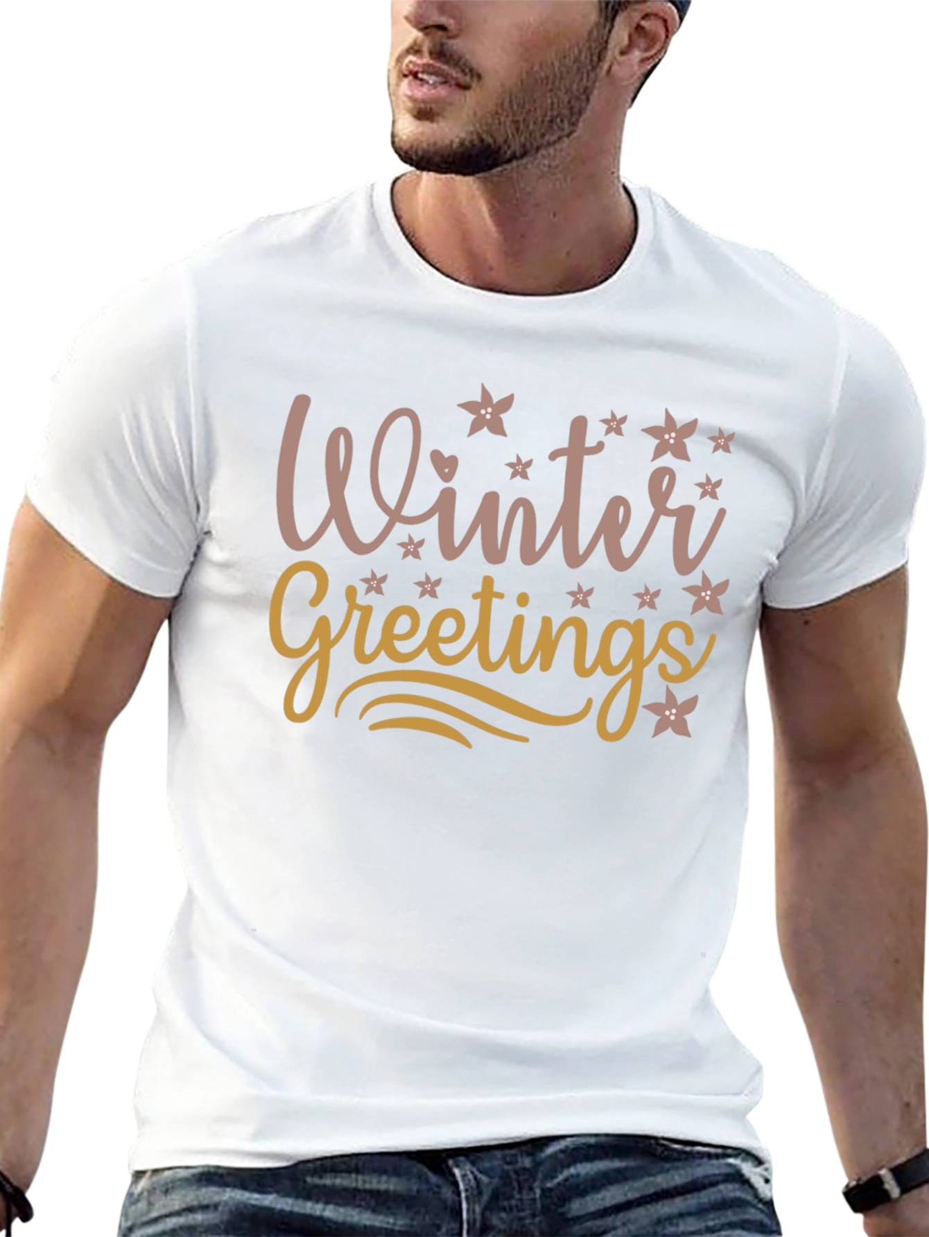 Winter Greetings Graphic Tee - Stylish Holiday Apparel
