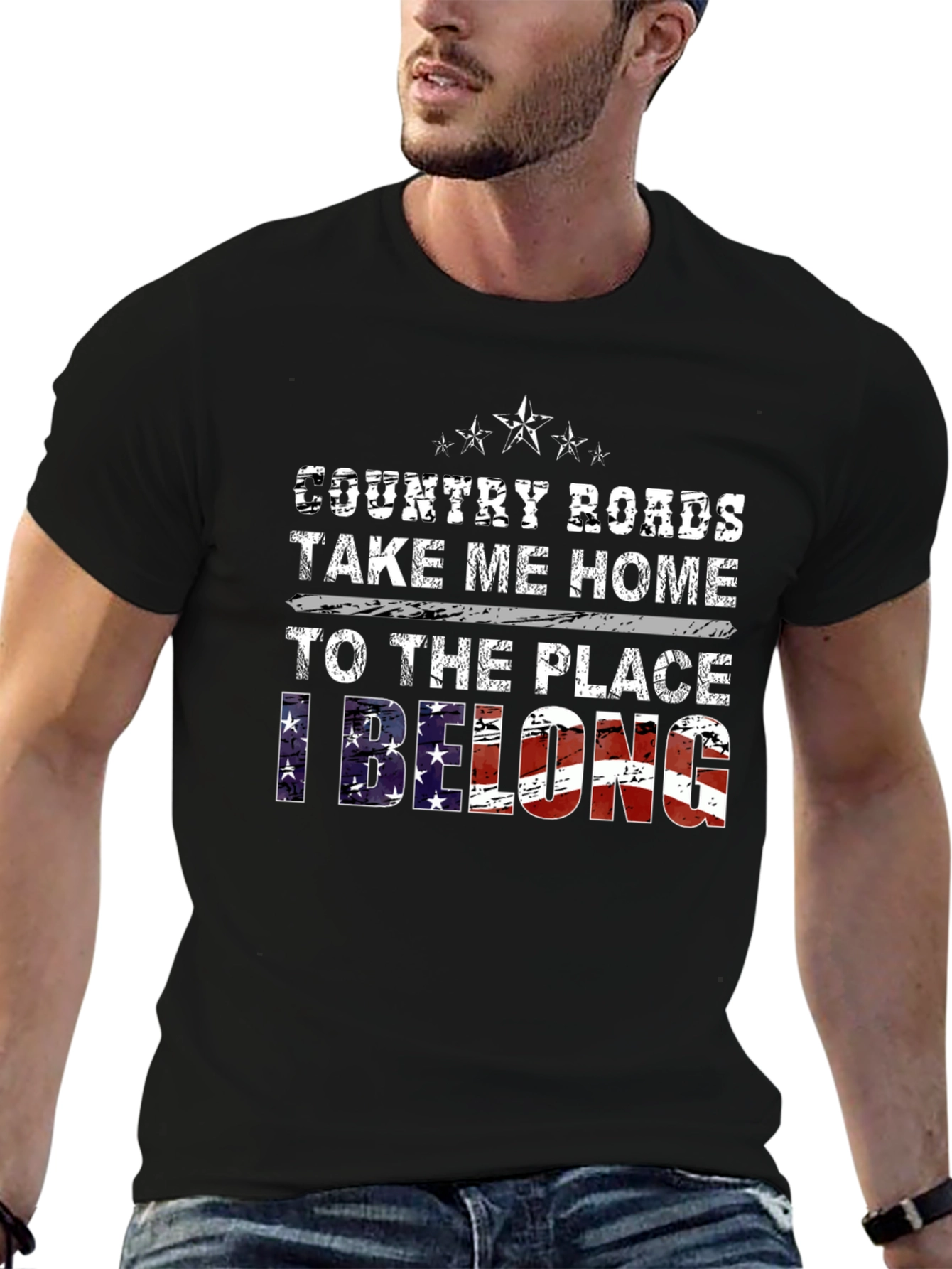 Country Roads Take Me Home Patriotic Graphic Tee