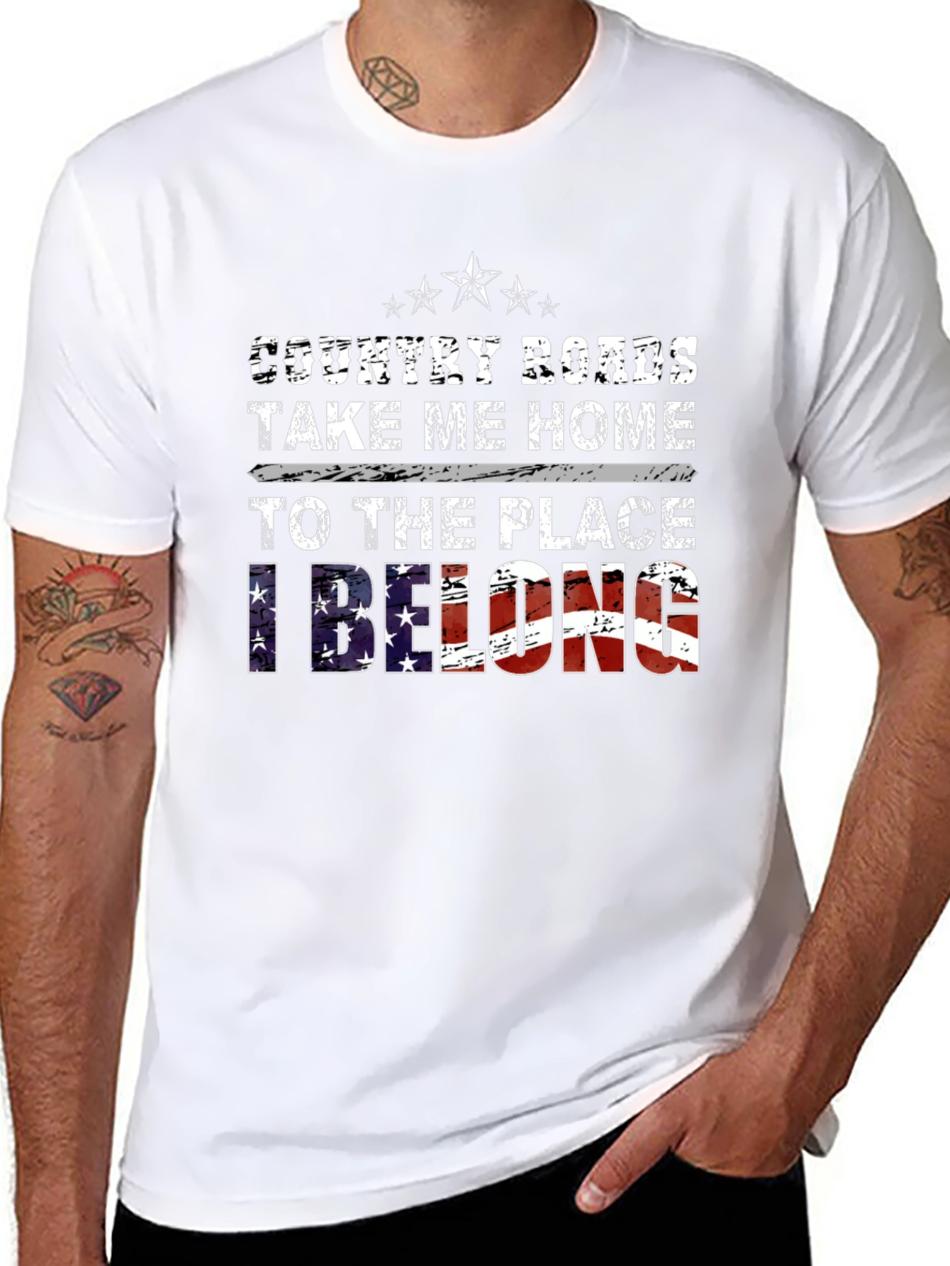 Country Roads Take Me Home Patriotic Graphic Tee
