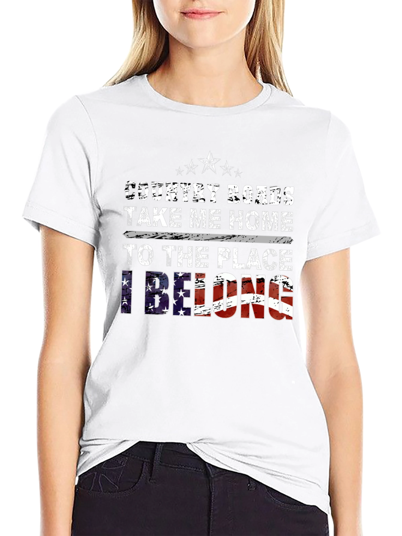 Country Roads Take Me Home Patriotic Graphic Tee