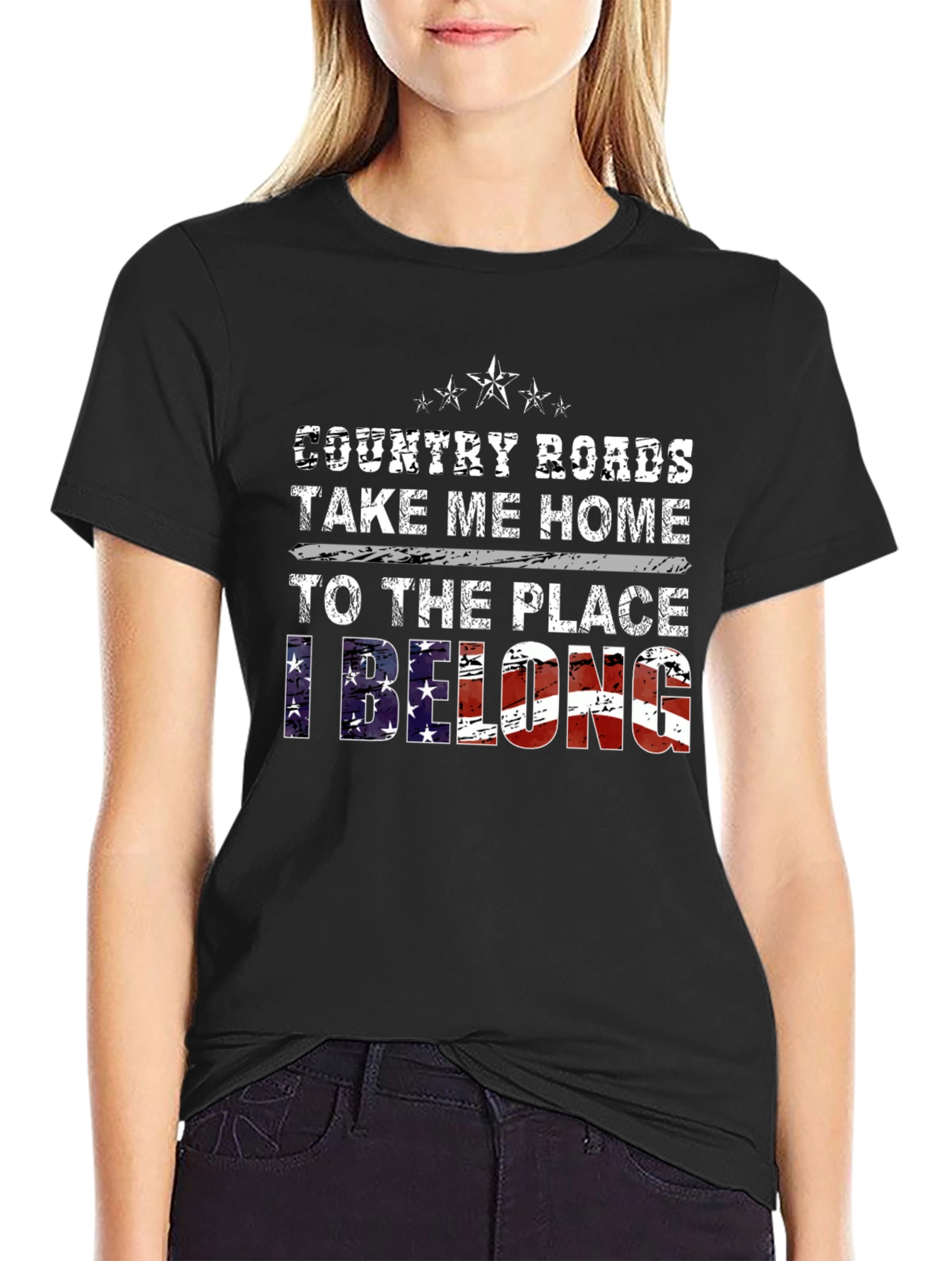 Country Roads Take Me Home Patriotic Graphic Tee