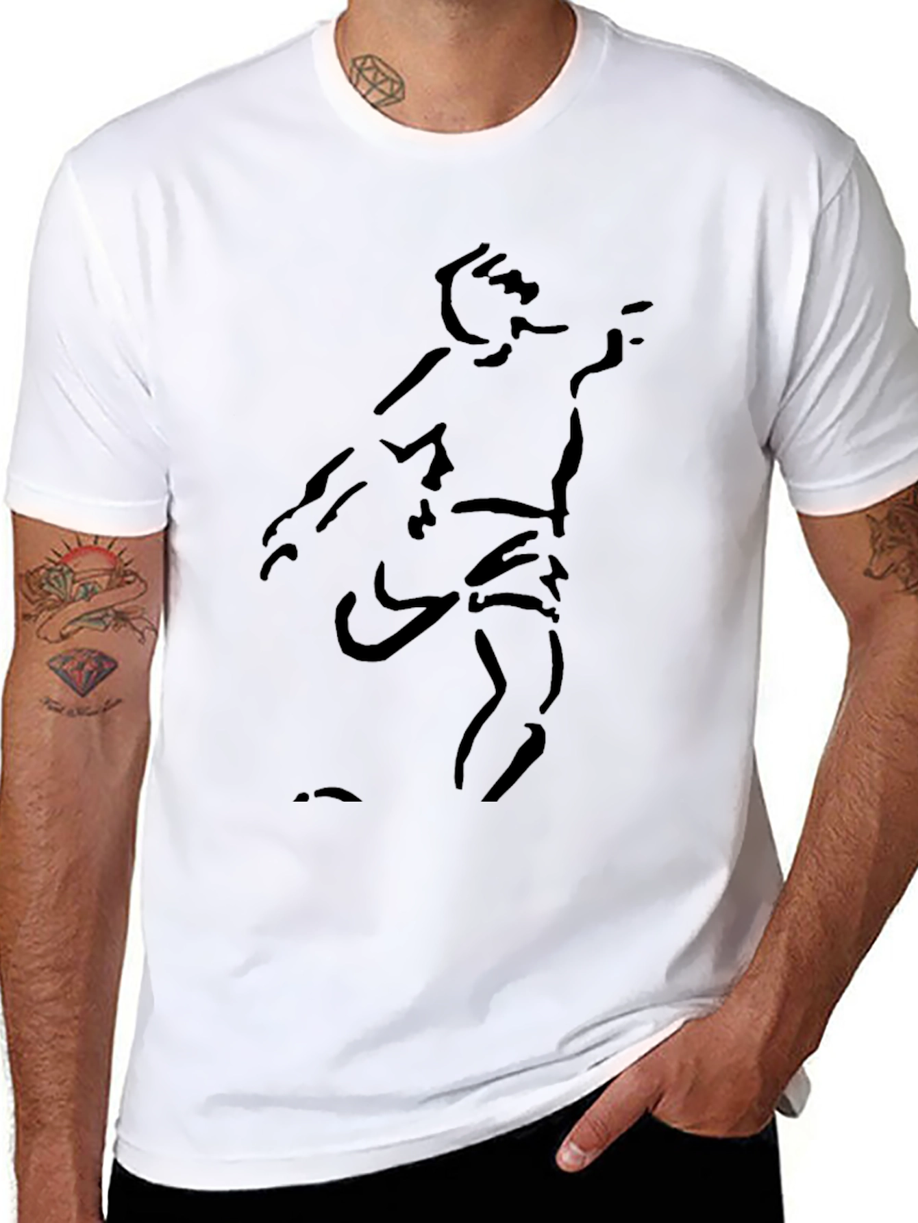 Minimalist Sketch Graphic Black T-Shirt