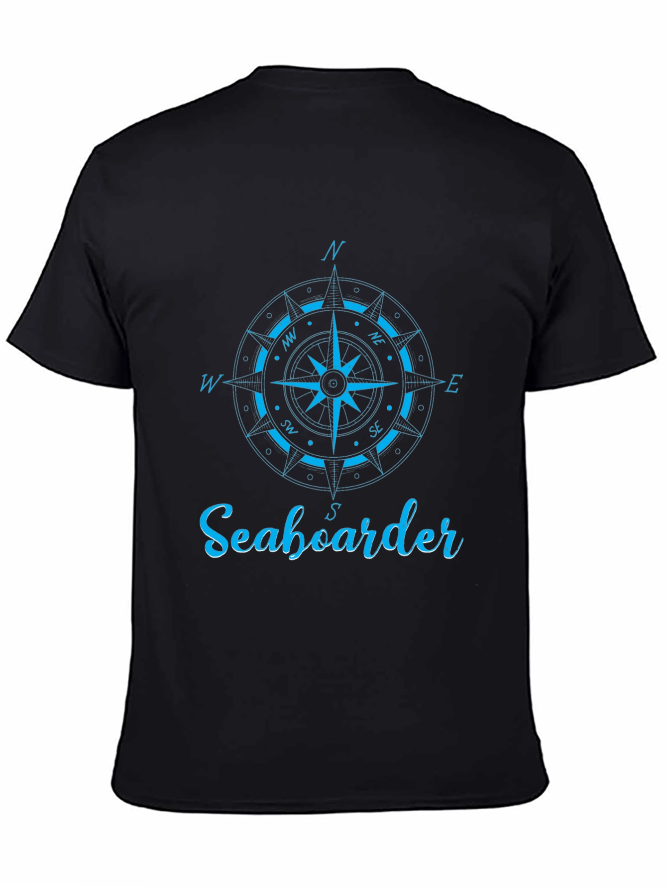 Nautical Compass Seaboarder Mens Black T-Shirt