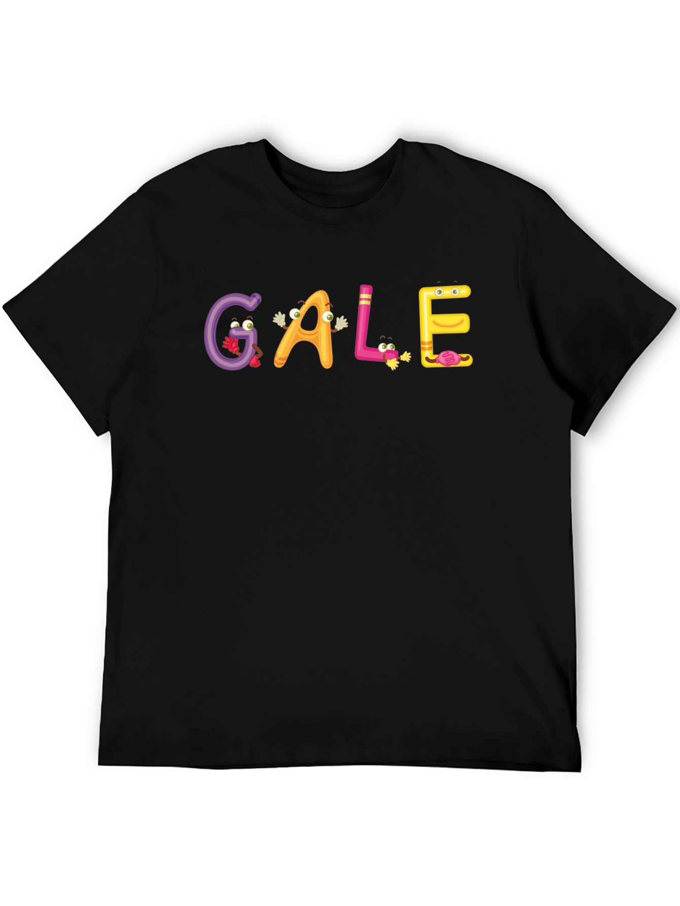 GALE Cartoon Letter Graphic Black T-Shirt