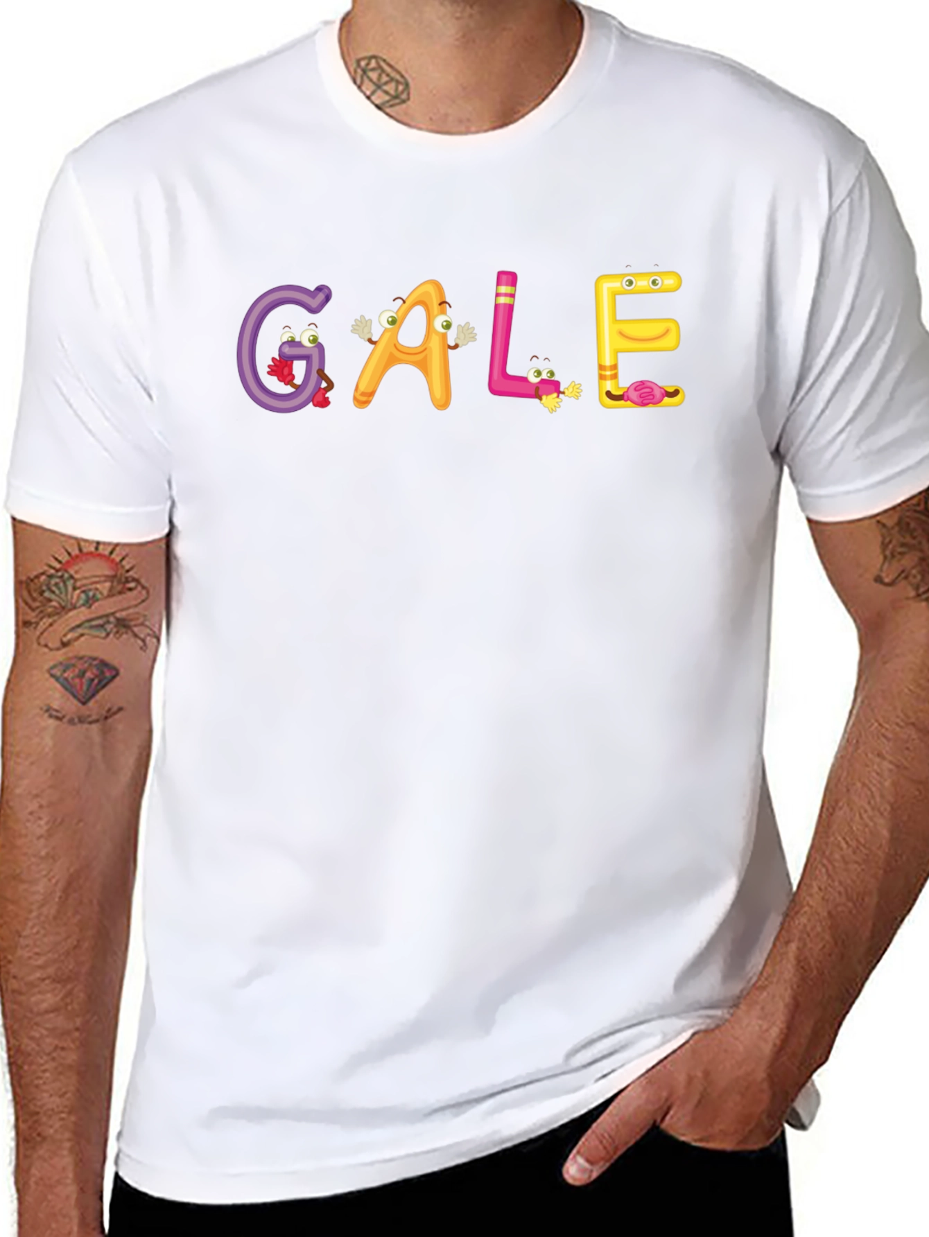 GALE Cartoon Letter Graphic Black T-Shirt