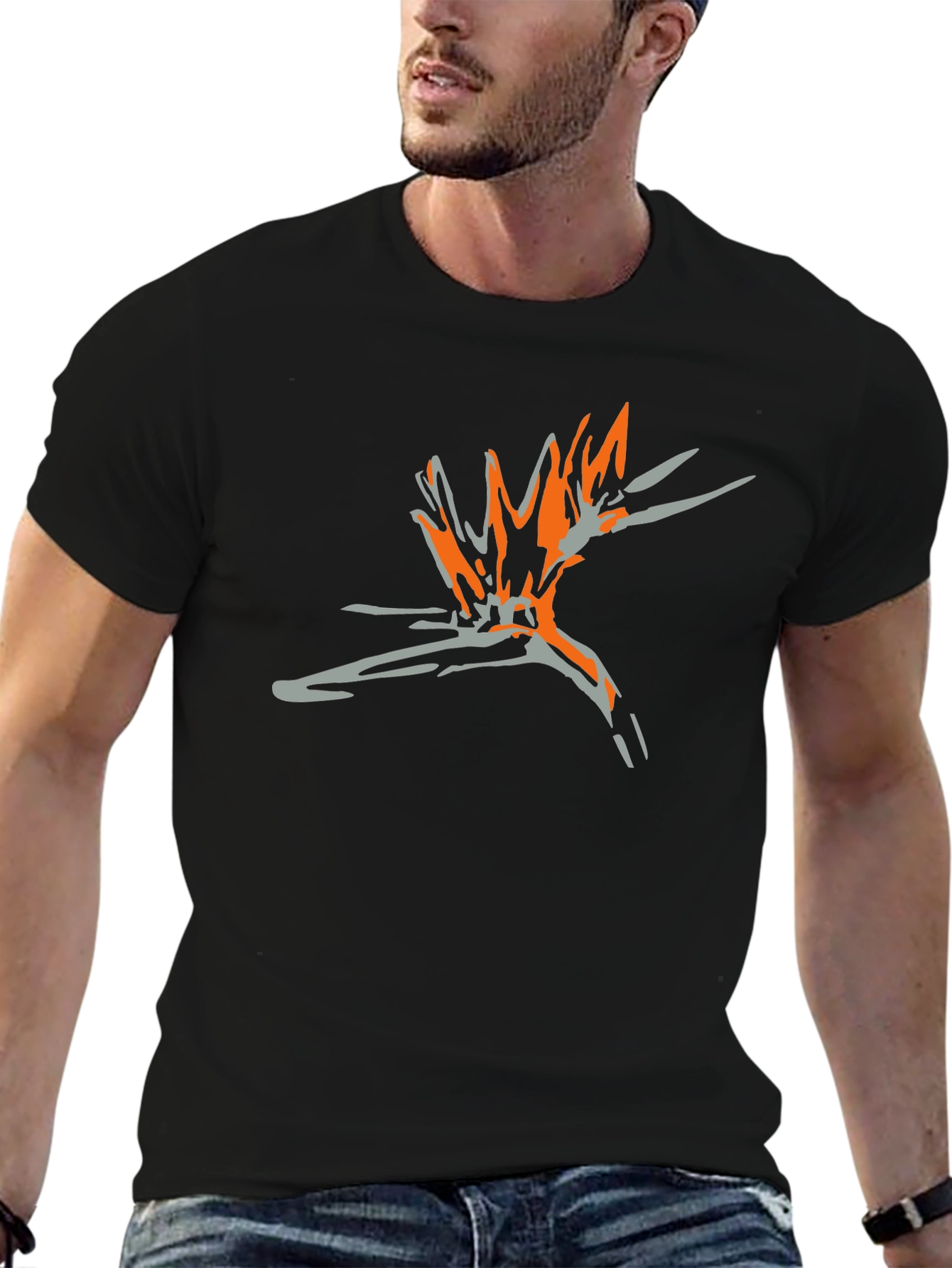 Abstract Graphic Tee - Stylish Black Cotton T-Shirt