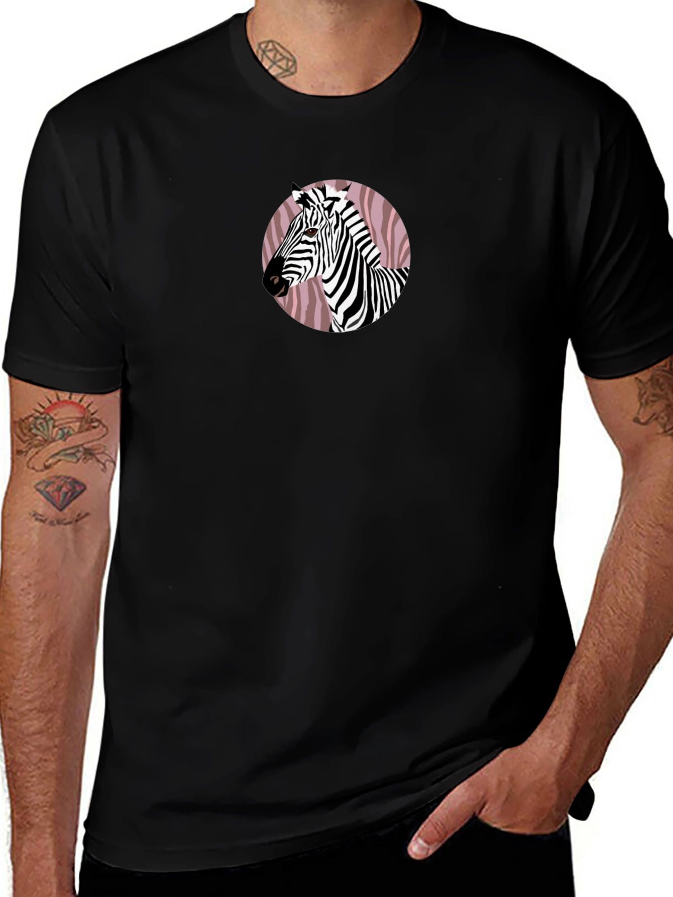 Zebra Graphic Tee - Black Cotton Blend