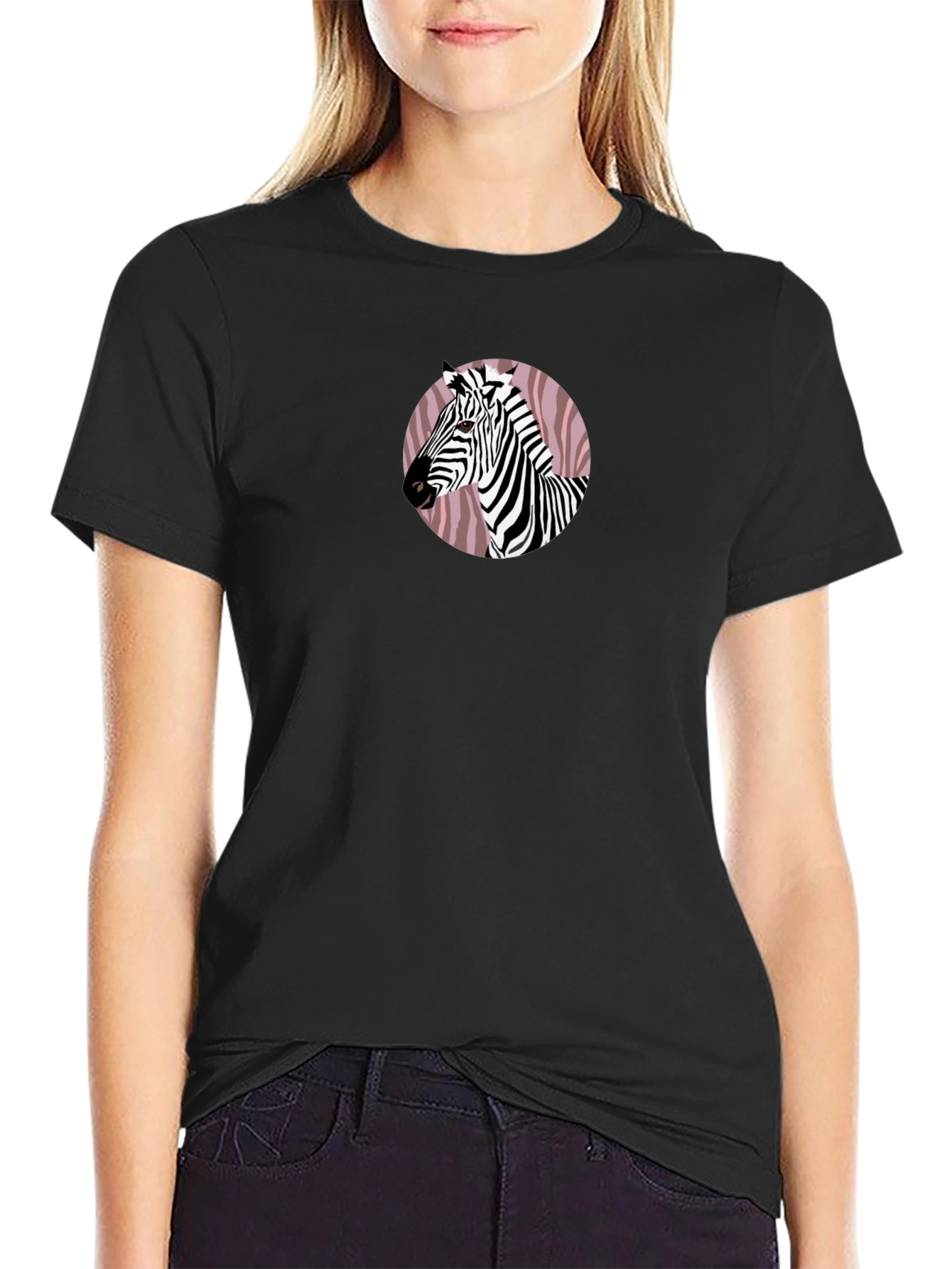 Zebra Graphic Tee - Black Cotton Blend