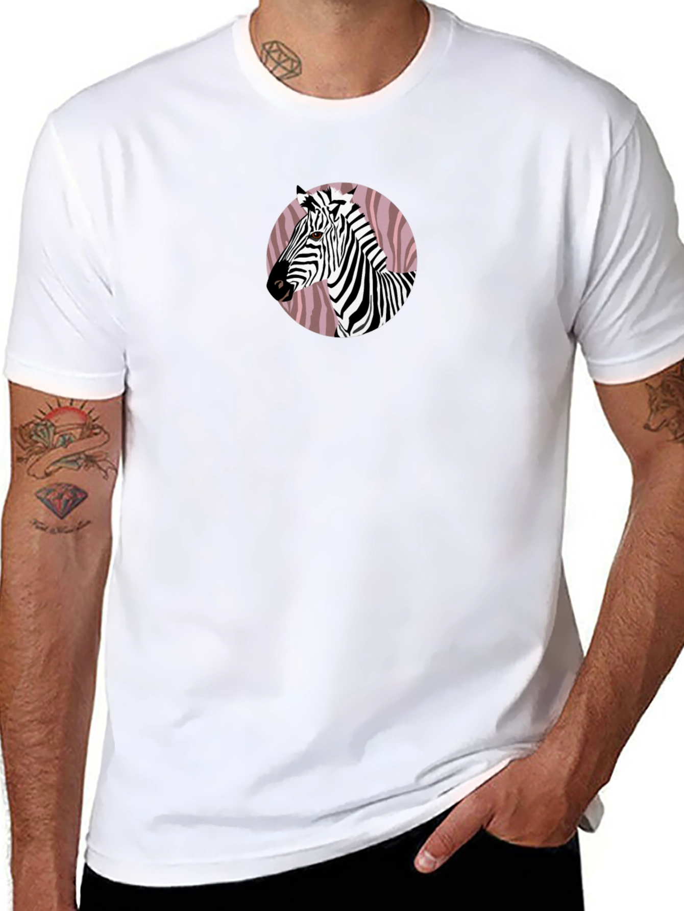 Zebra Graphic Tee - Black Cotton Blend