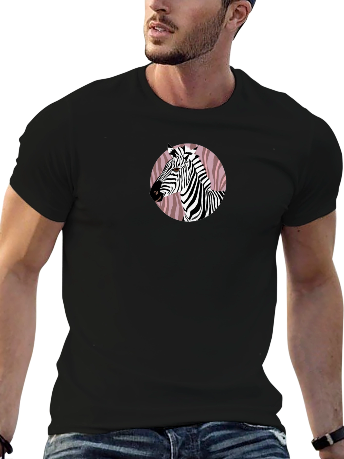 Zebra Graphic Tee - Black Cotton Blend