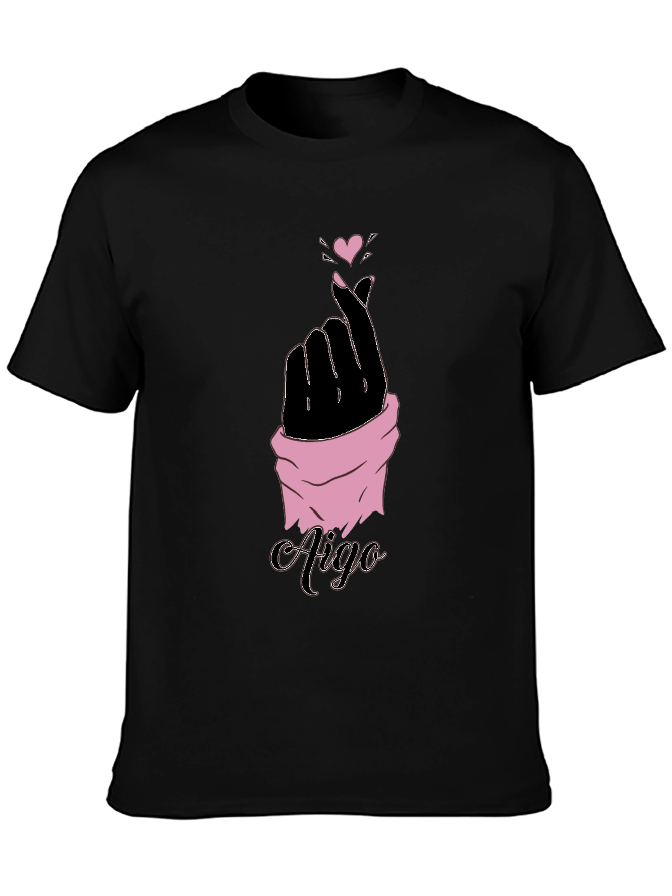 Aigo K-Pop Heart Gesture Black T-Shirt