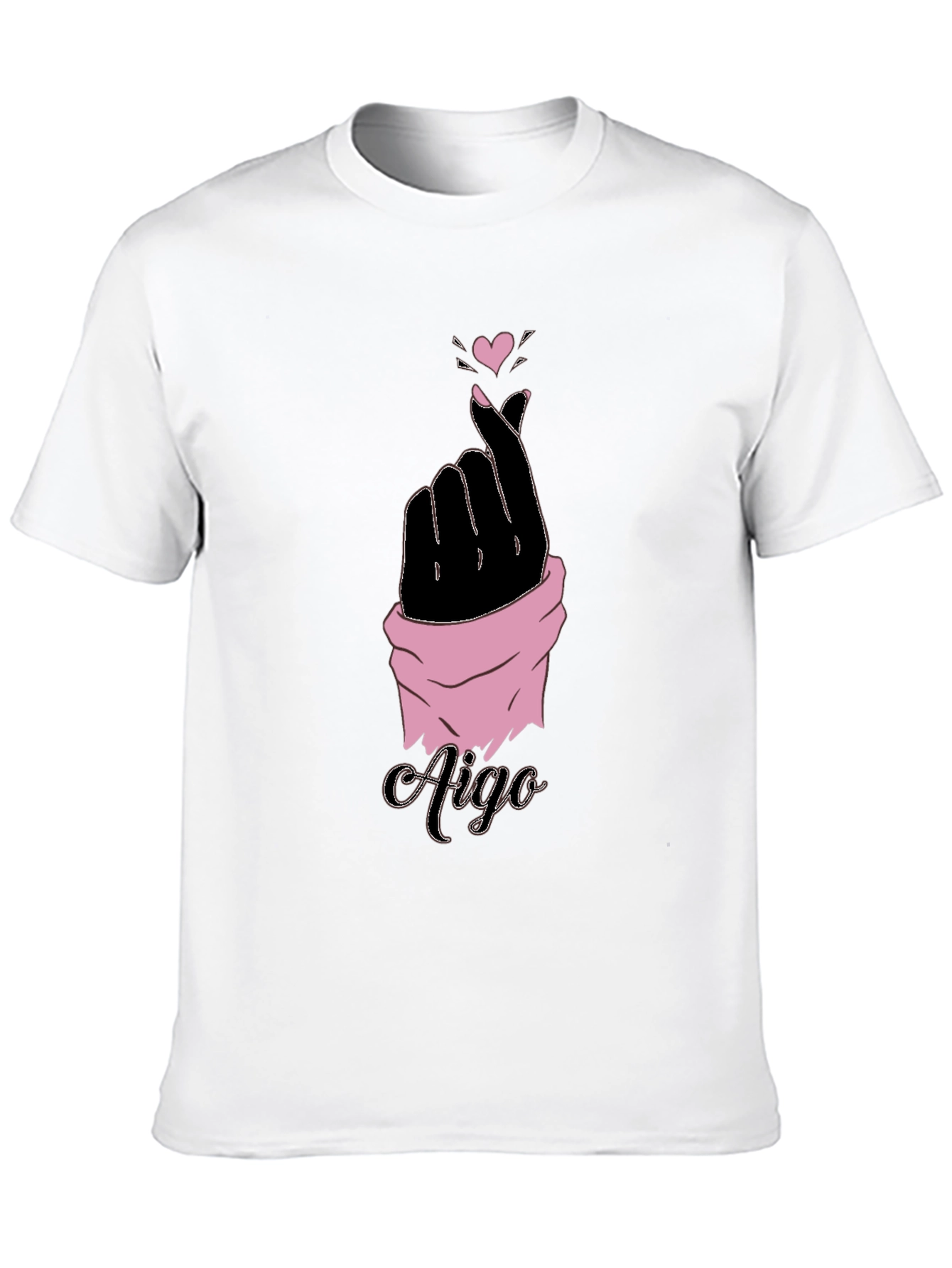 Aigo K-Pop Heart Gesture Black T-Shirt