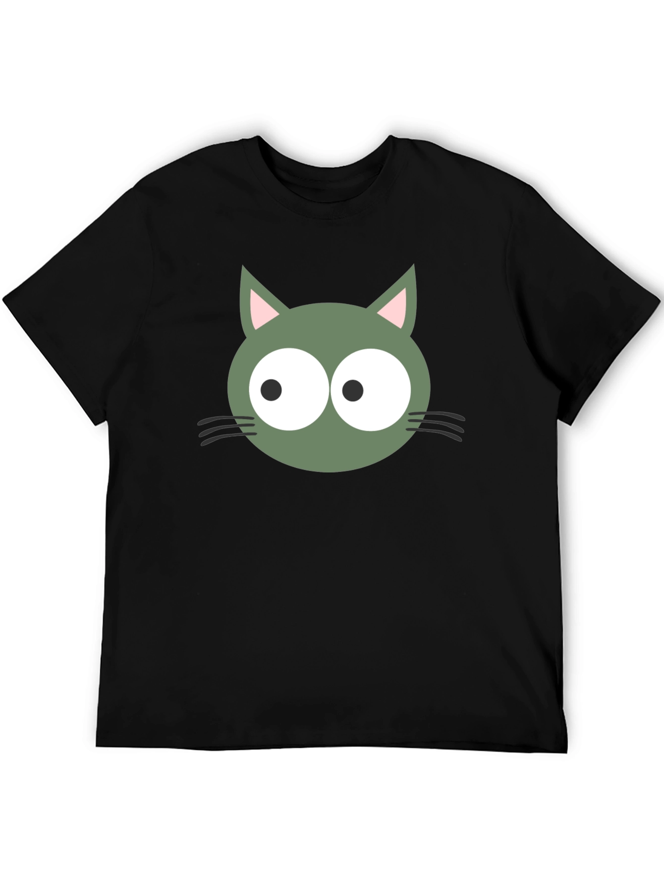 Funny Cat Face Graphic Tee - Black