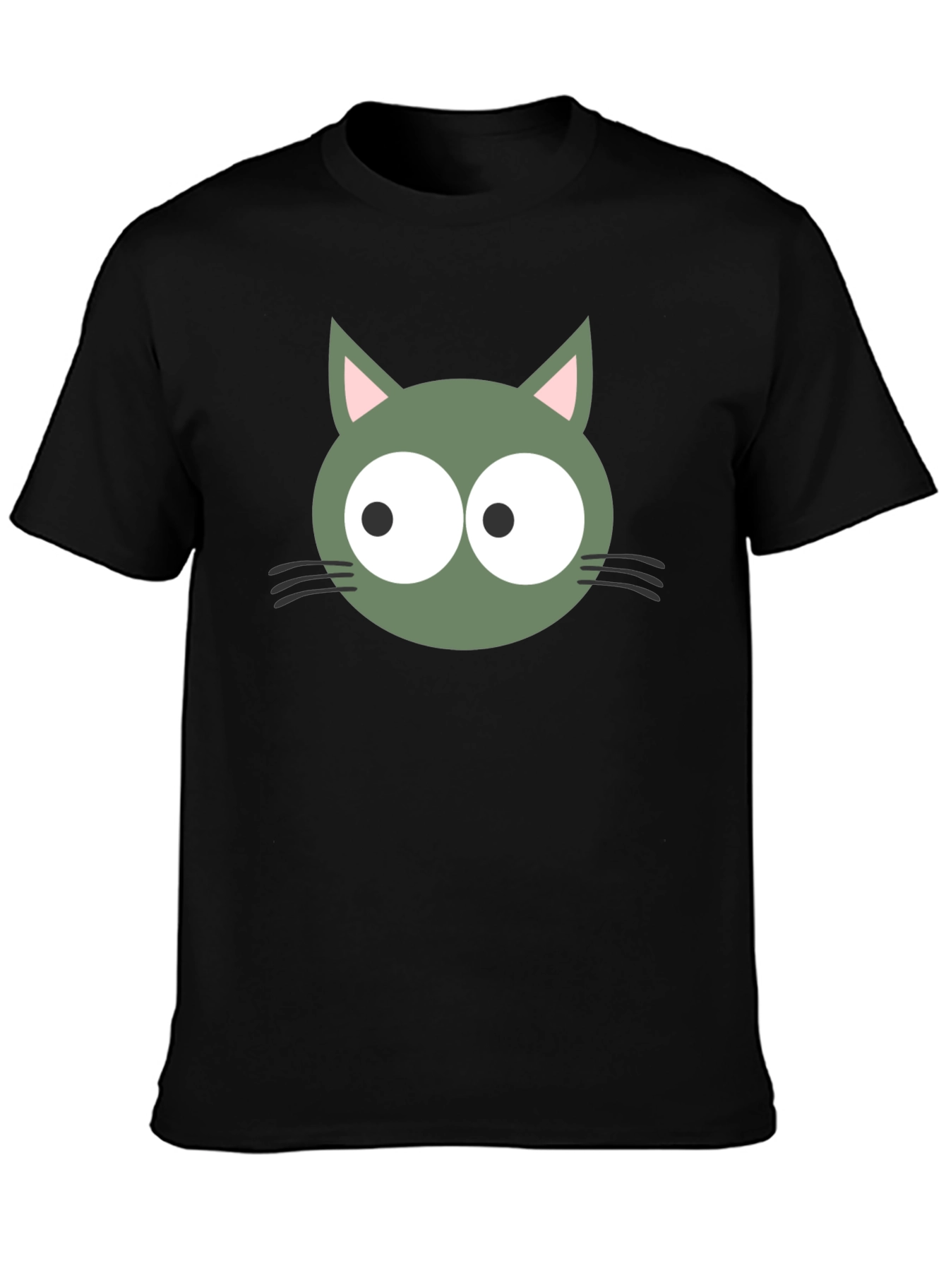 Funny Cat Face Graphic Tee - Black