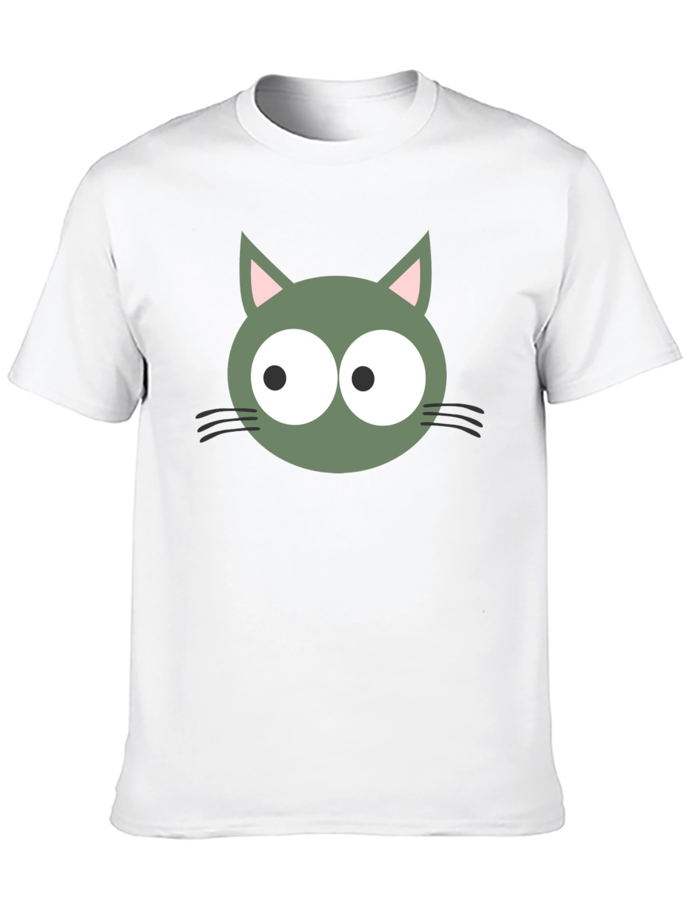 Funny Cat Face Graphic Tee - Black
