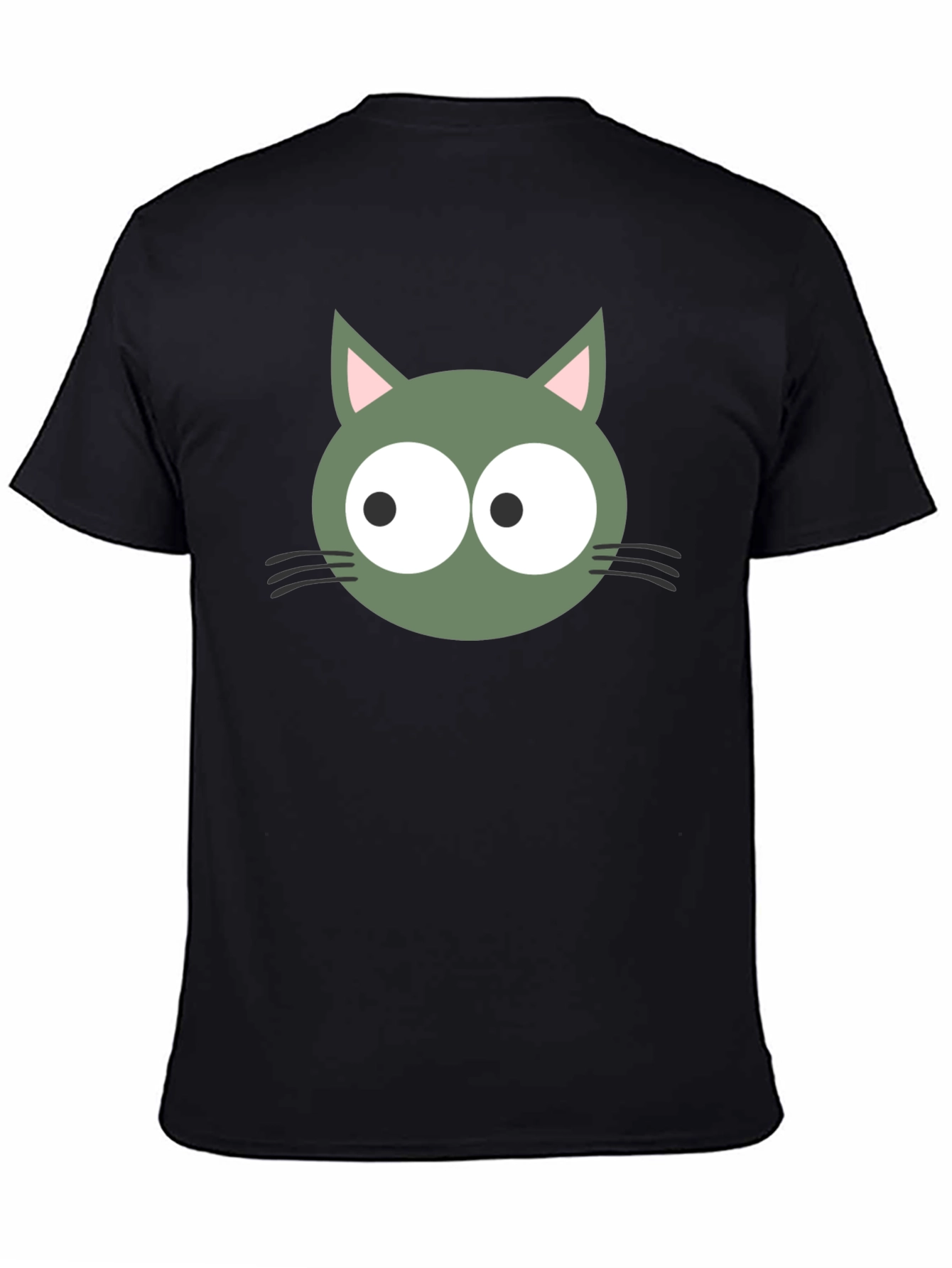 Funny Cat Face Graphic Tee - Black