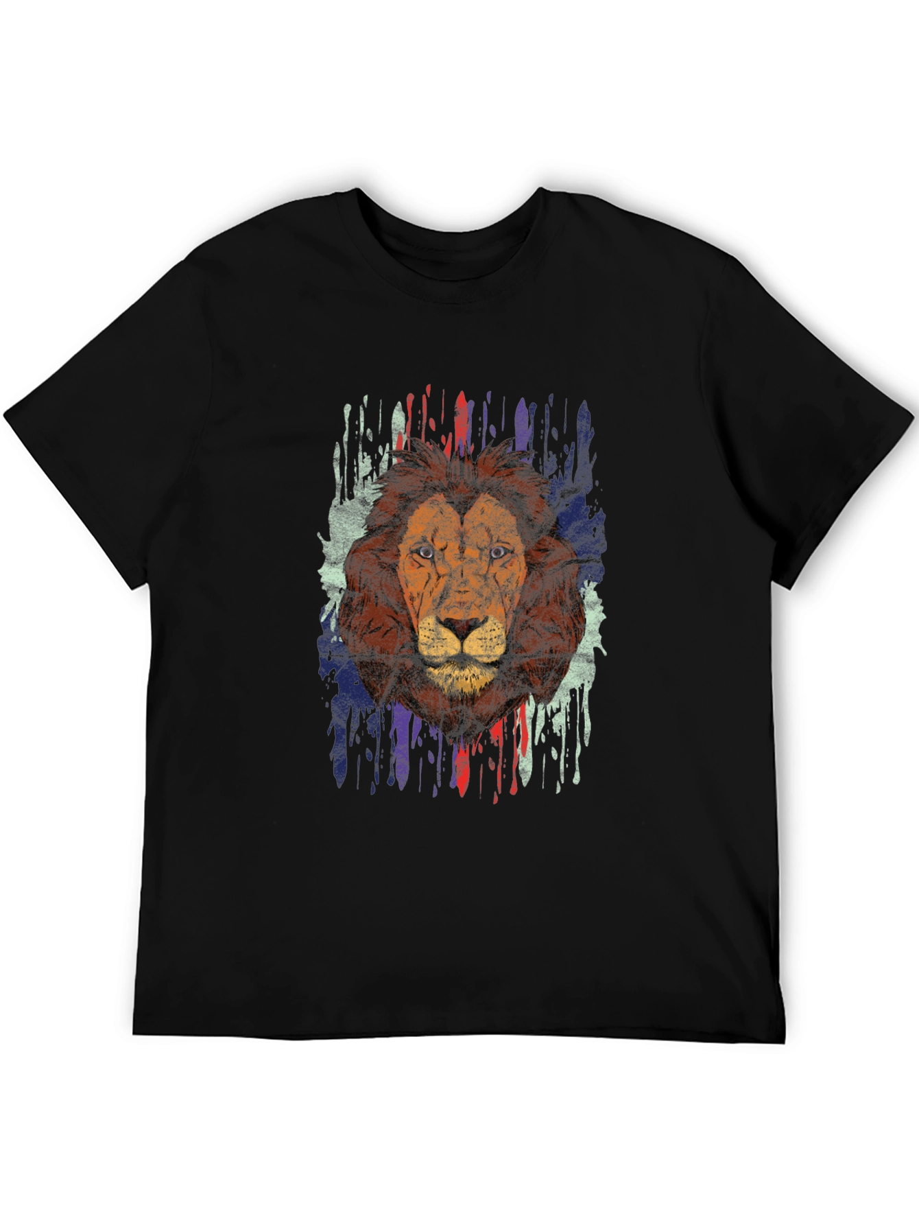 Lion Graphic Print Crew Neck T-Shirt