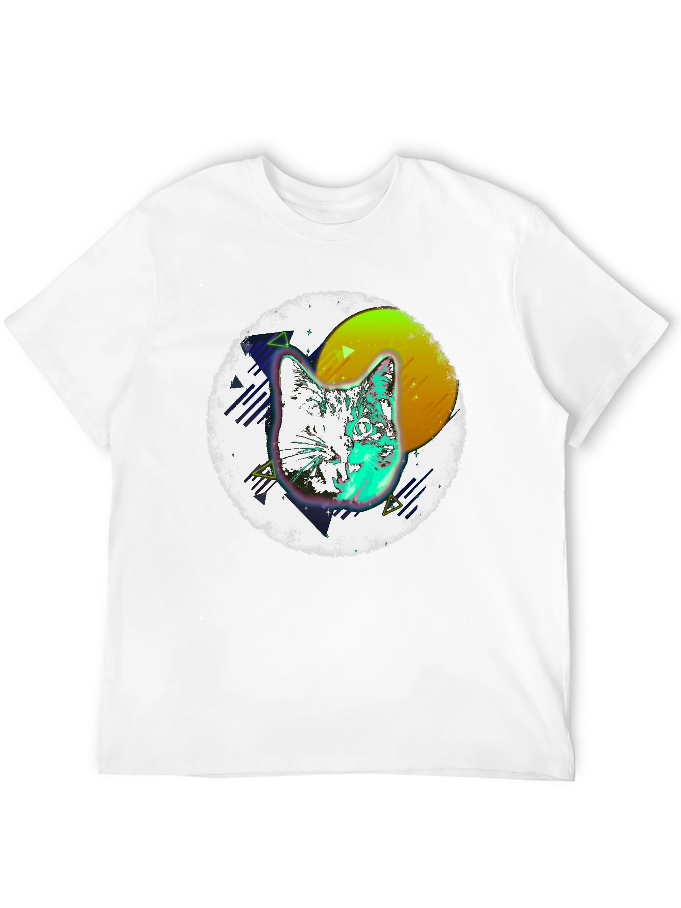 Retro Cat Graphic Tee - Mens Black T-Shirt