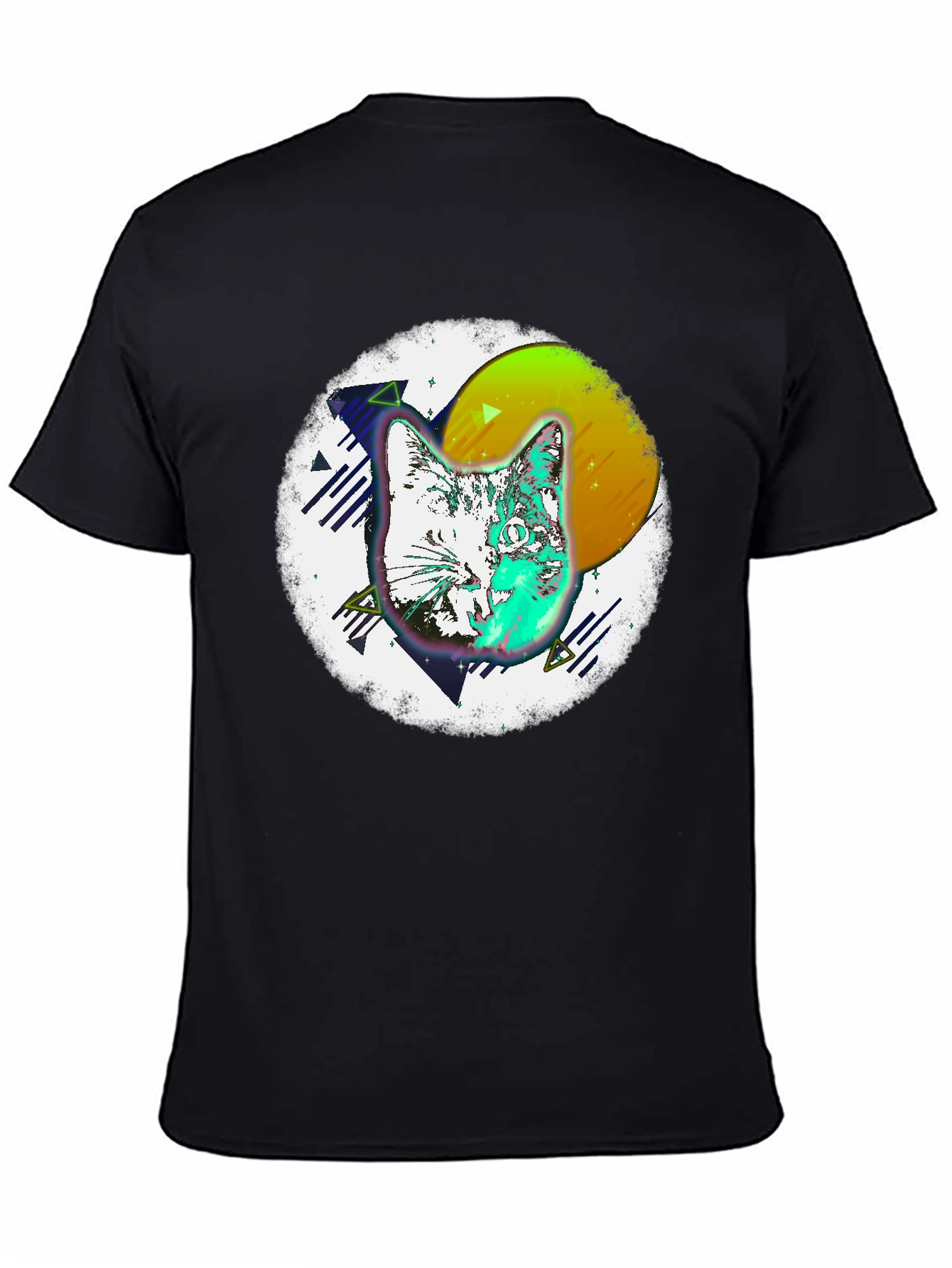 Retro Cat Graphic Tee - Mens Black T-Shirt