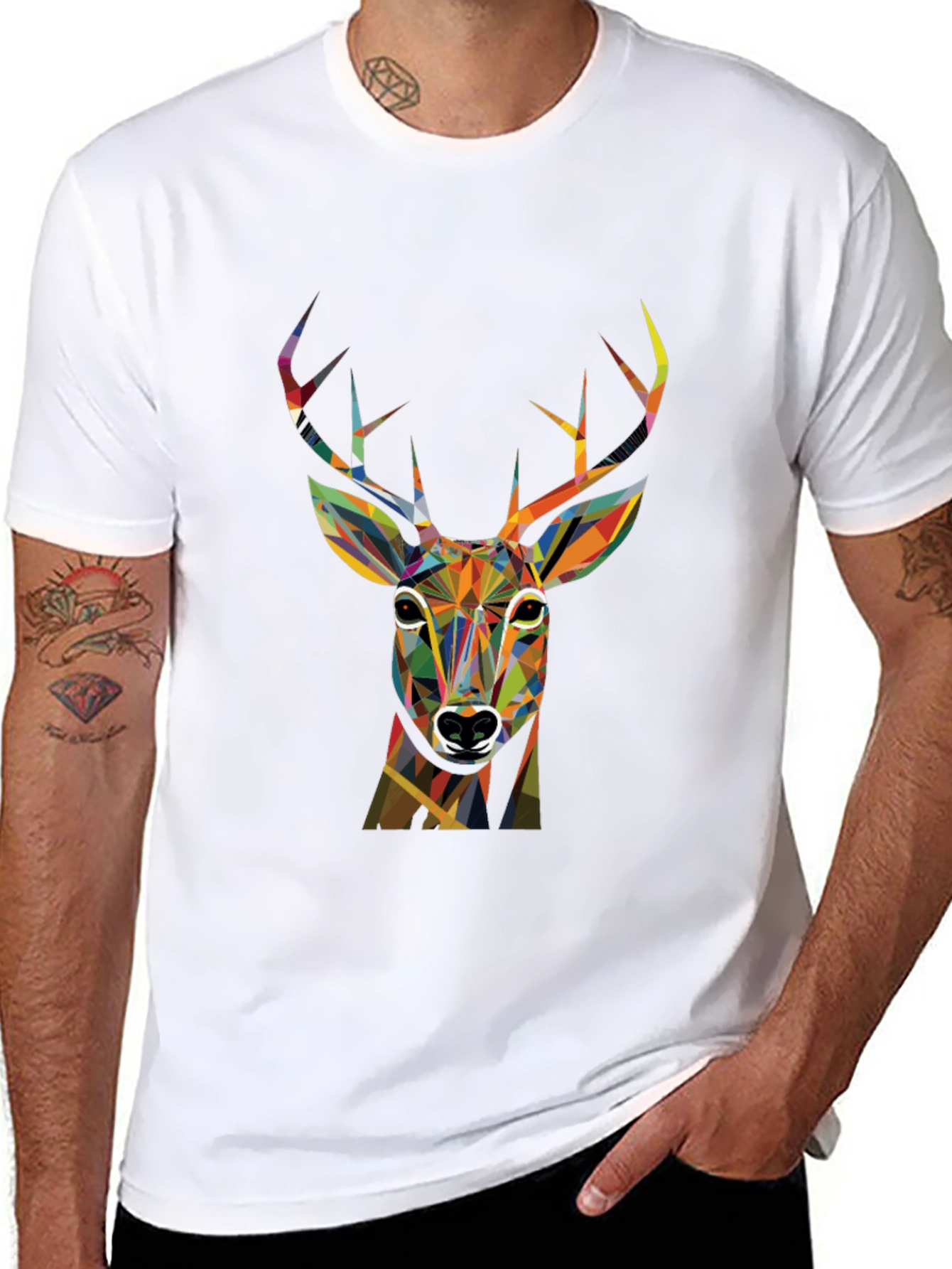 Geometric Deer Graphic T-Shirt