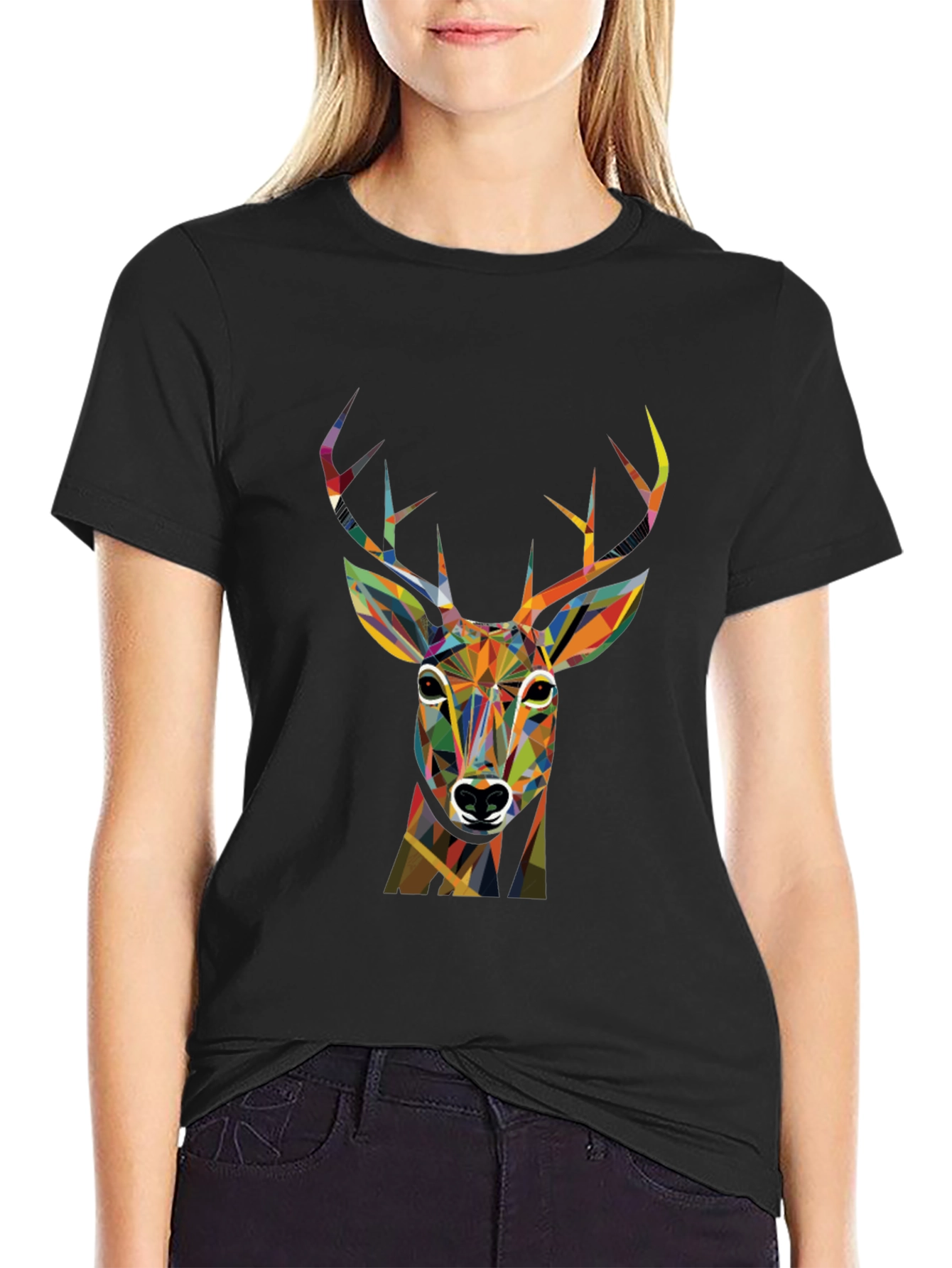 Geometric Deer Graphic T-Shirt
