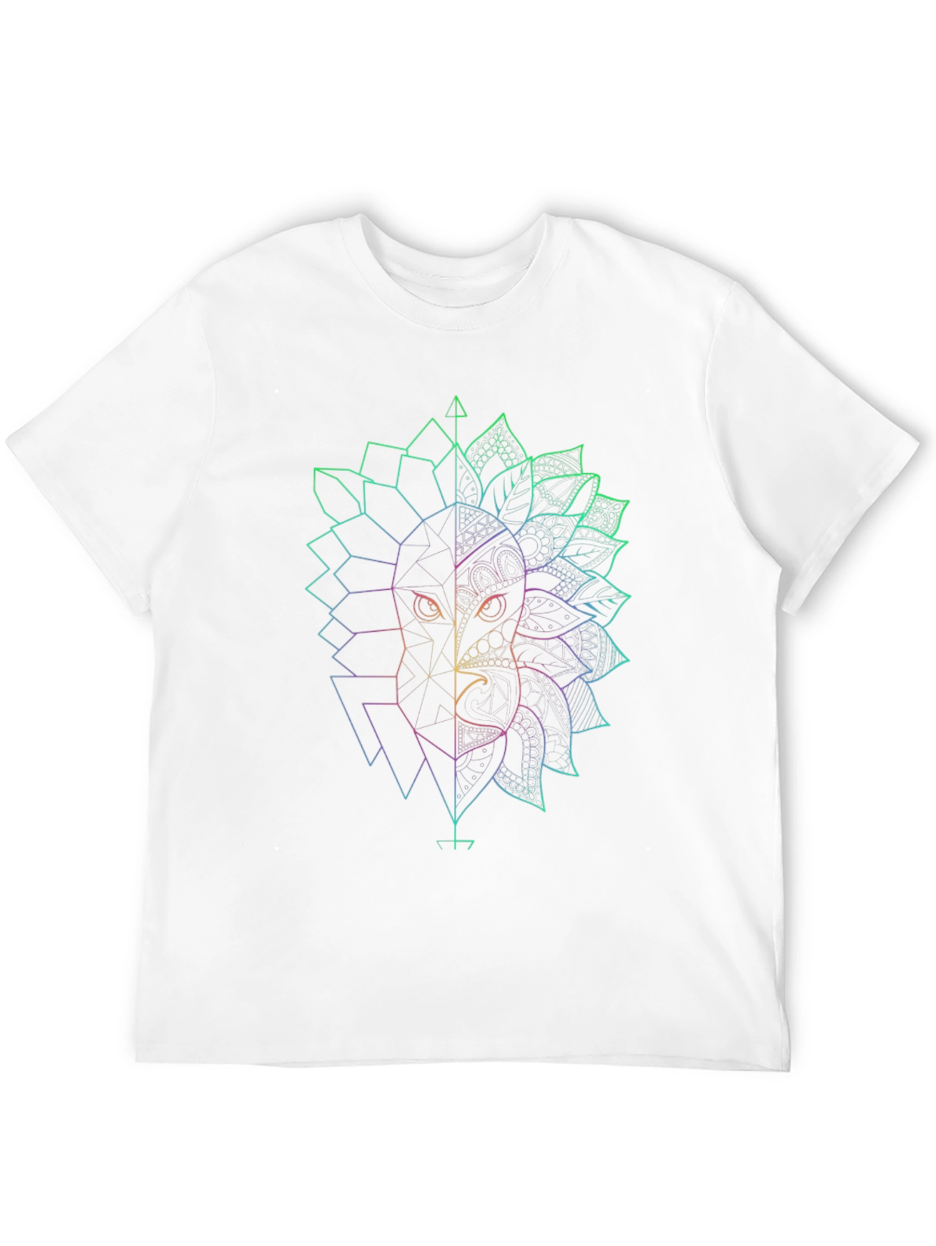 Geometric Lion & Eagle Black T-Shirt