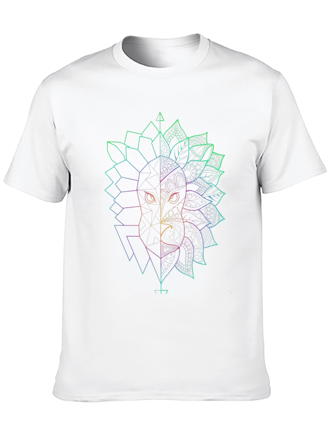 Geometric Lion & Eagle Black T-Shirt