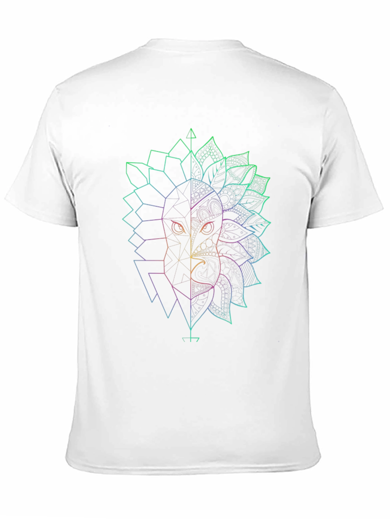 Geometric Lion & Eagle Black T-Shirt