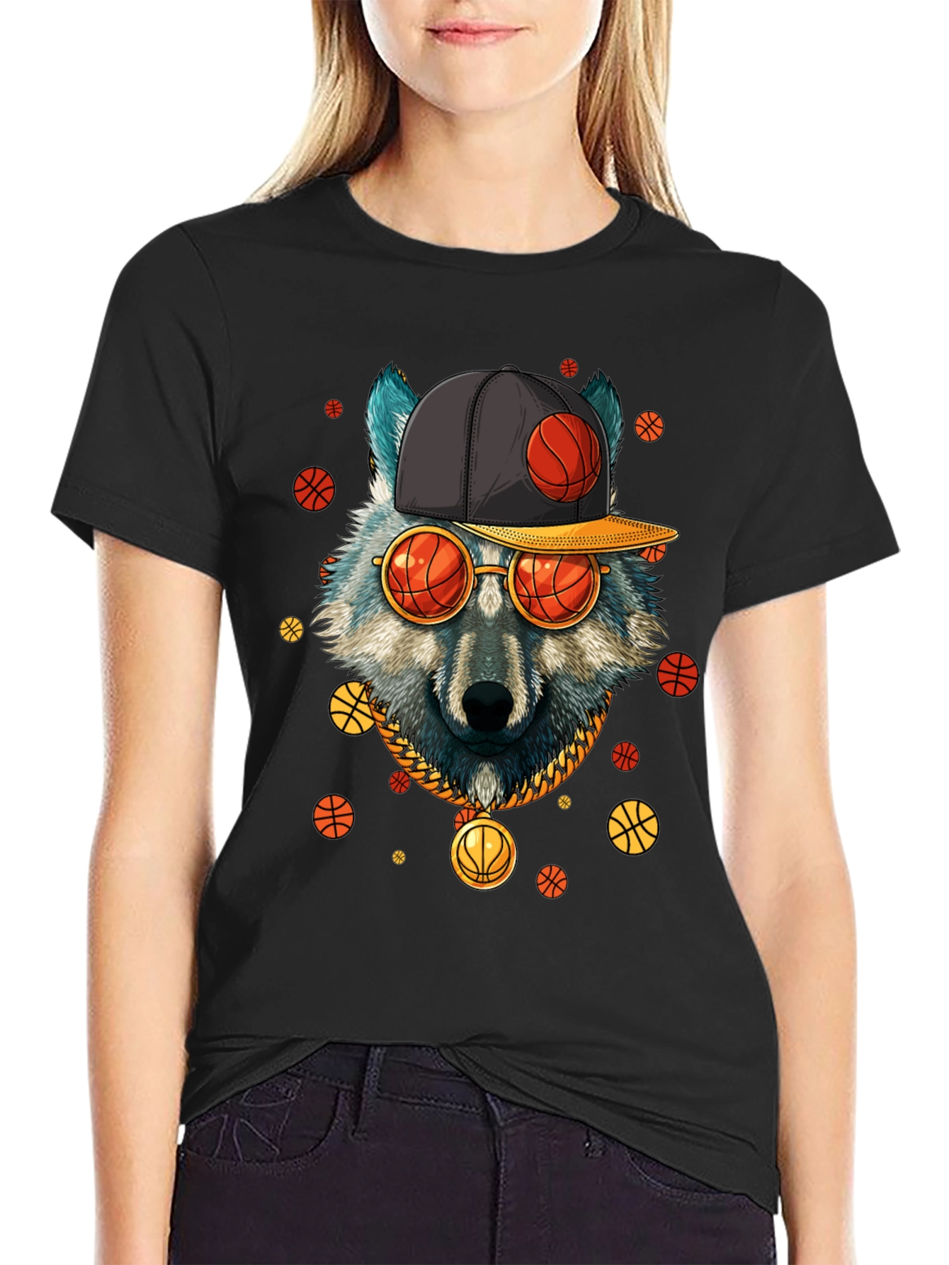 Wolf Basketball Black T-Shirt