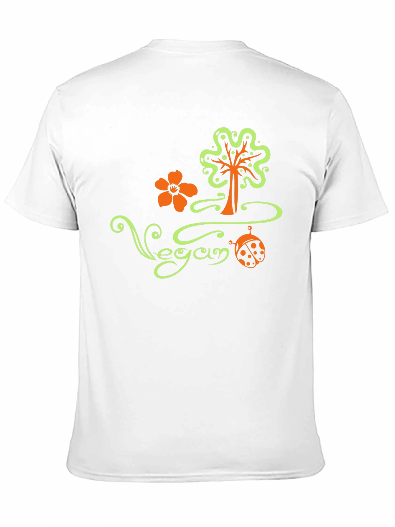 Vegan Tree Flower Ladybug Black T-Shirt