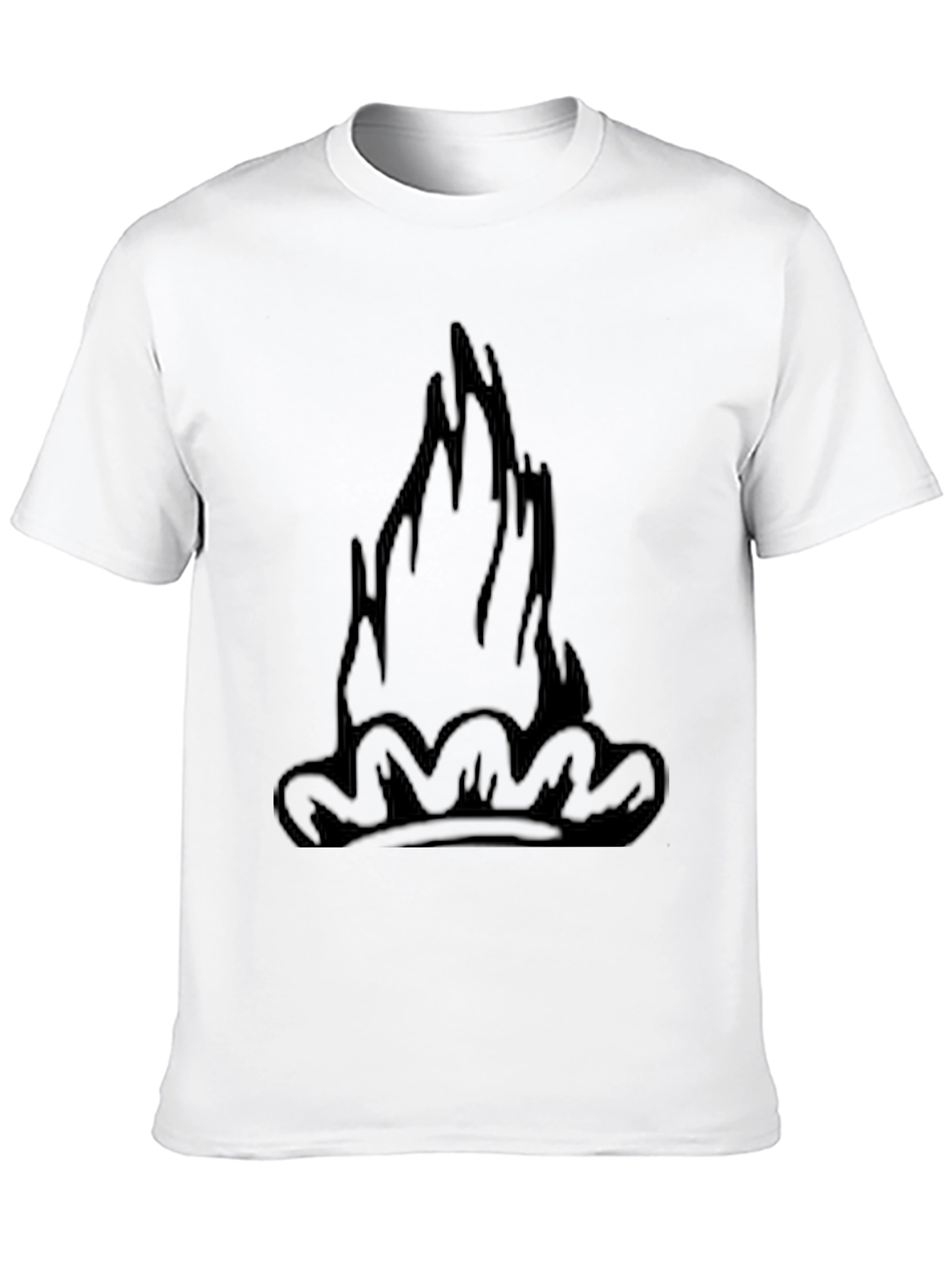 Black Tee with Graphic Flame Design