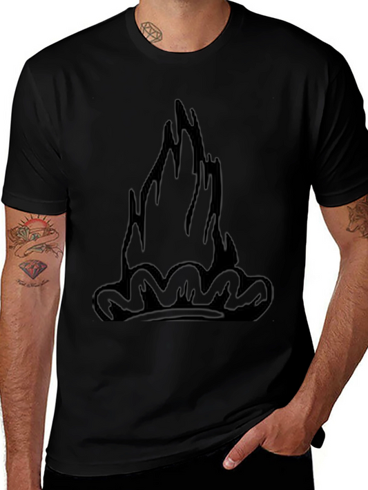 Black Tee with Graphic Flame Design