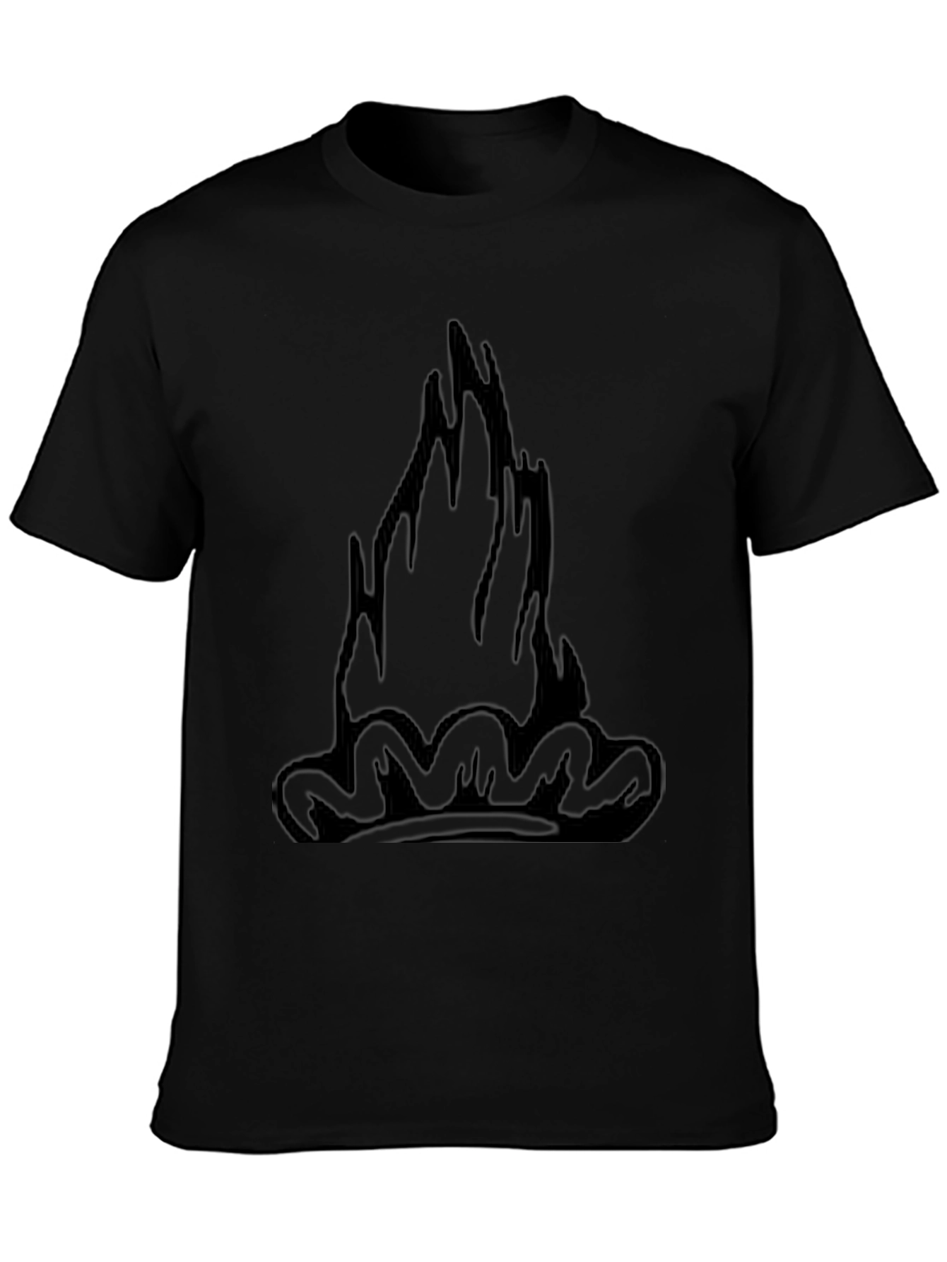 Black Tee with Graphic Flame Design