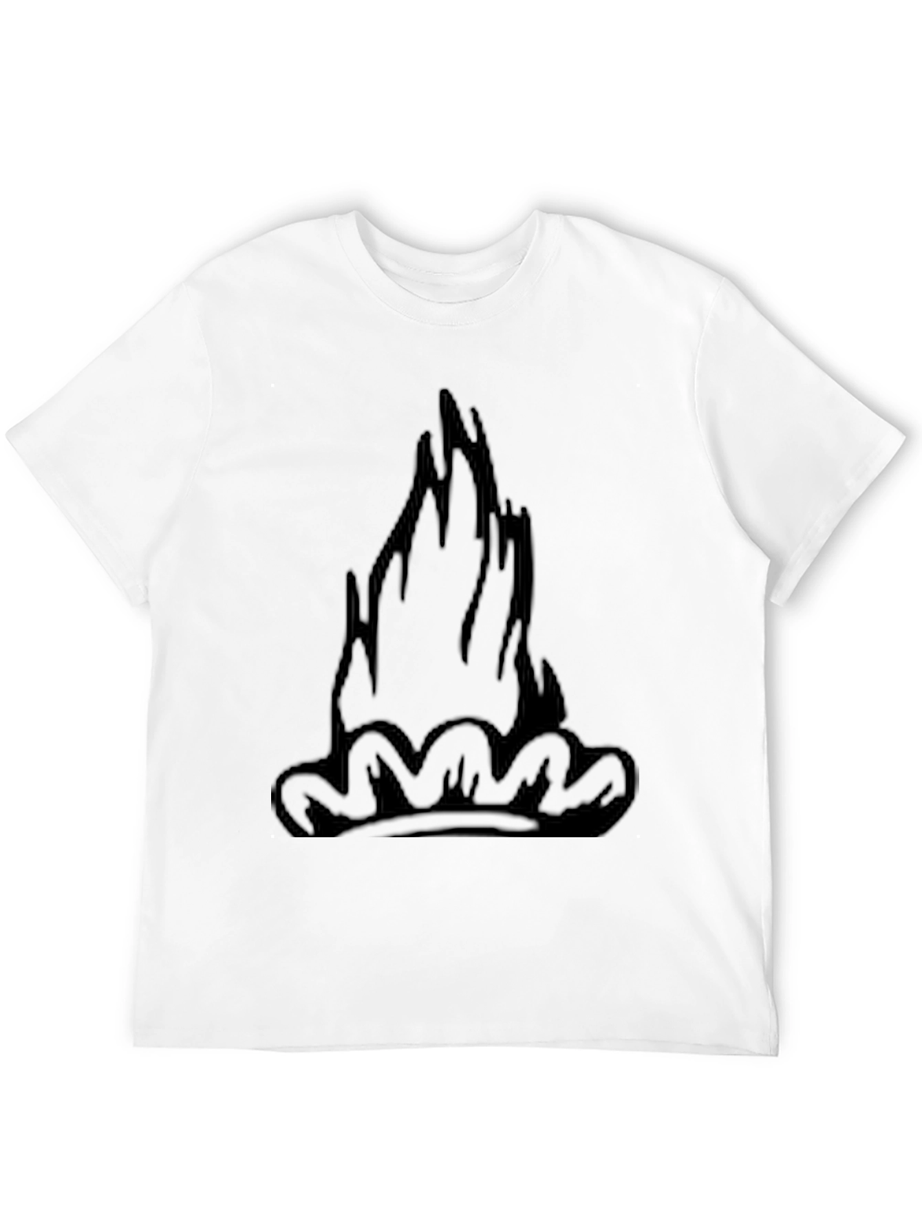 Black Tee with Graphic Flame Design