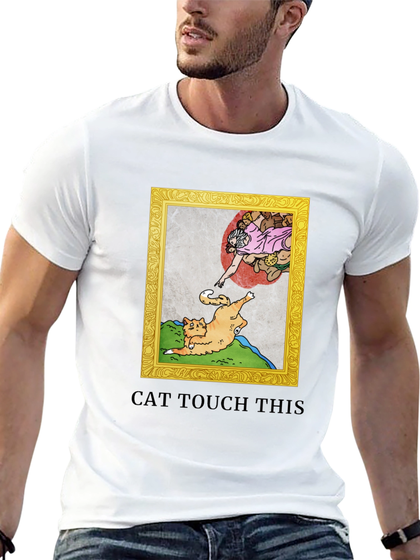 Cat Touch This T-Shirt Funny Michelangelo Spoof