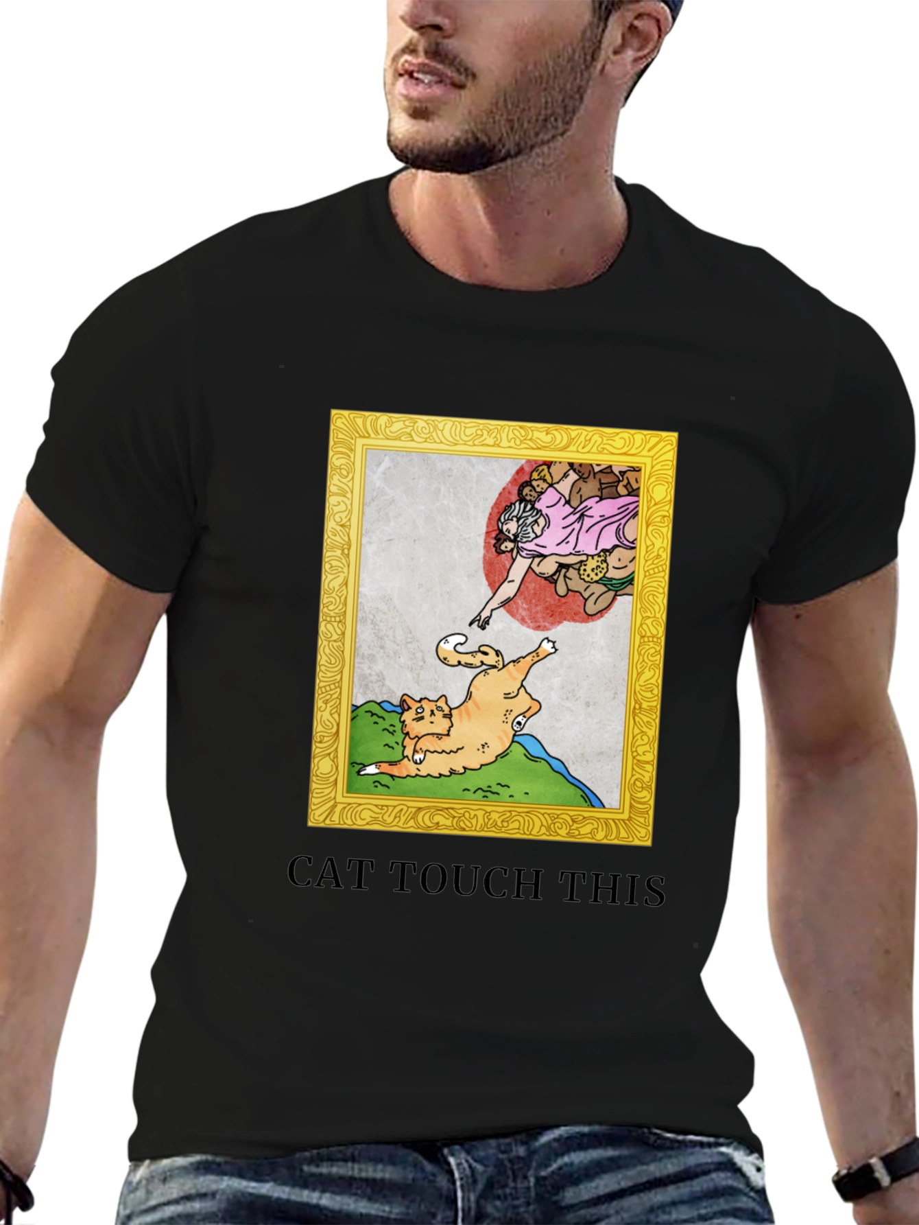 Cat Touch This T-Shirt Funny Michelangelo Spoof