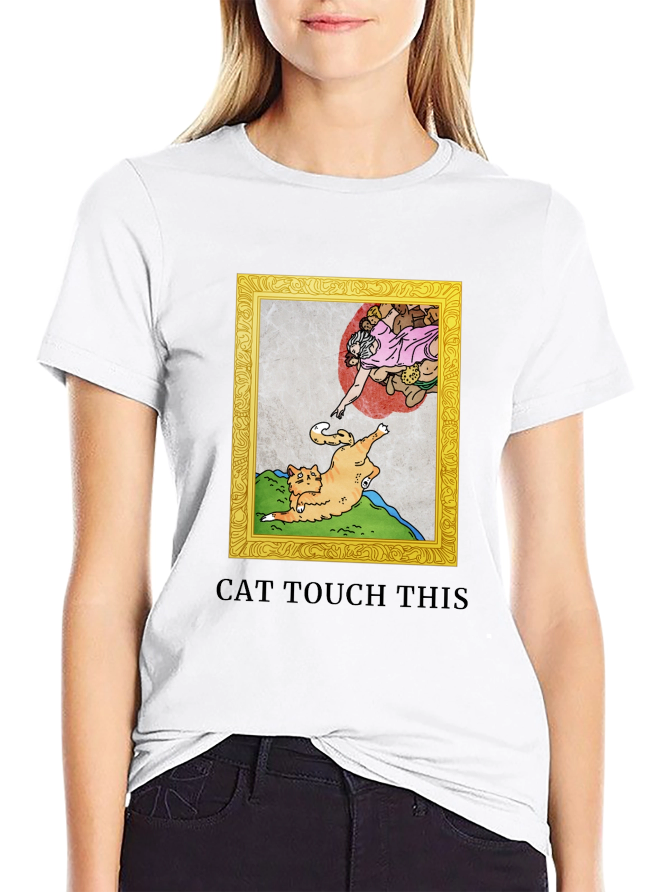 Cat Touch This T-Shirt Funny Michelangelo Spoof