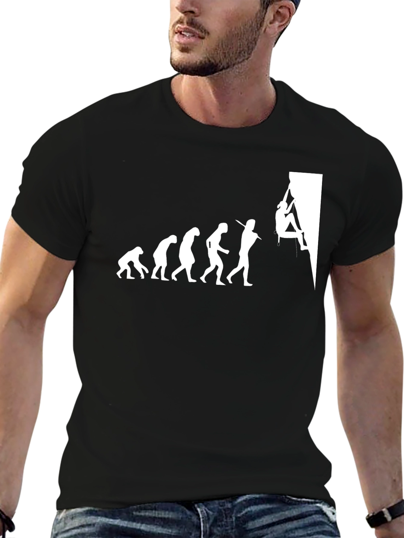Evolution of Rock Climbing T-Shirt - Black Cotton Tee