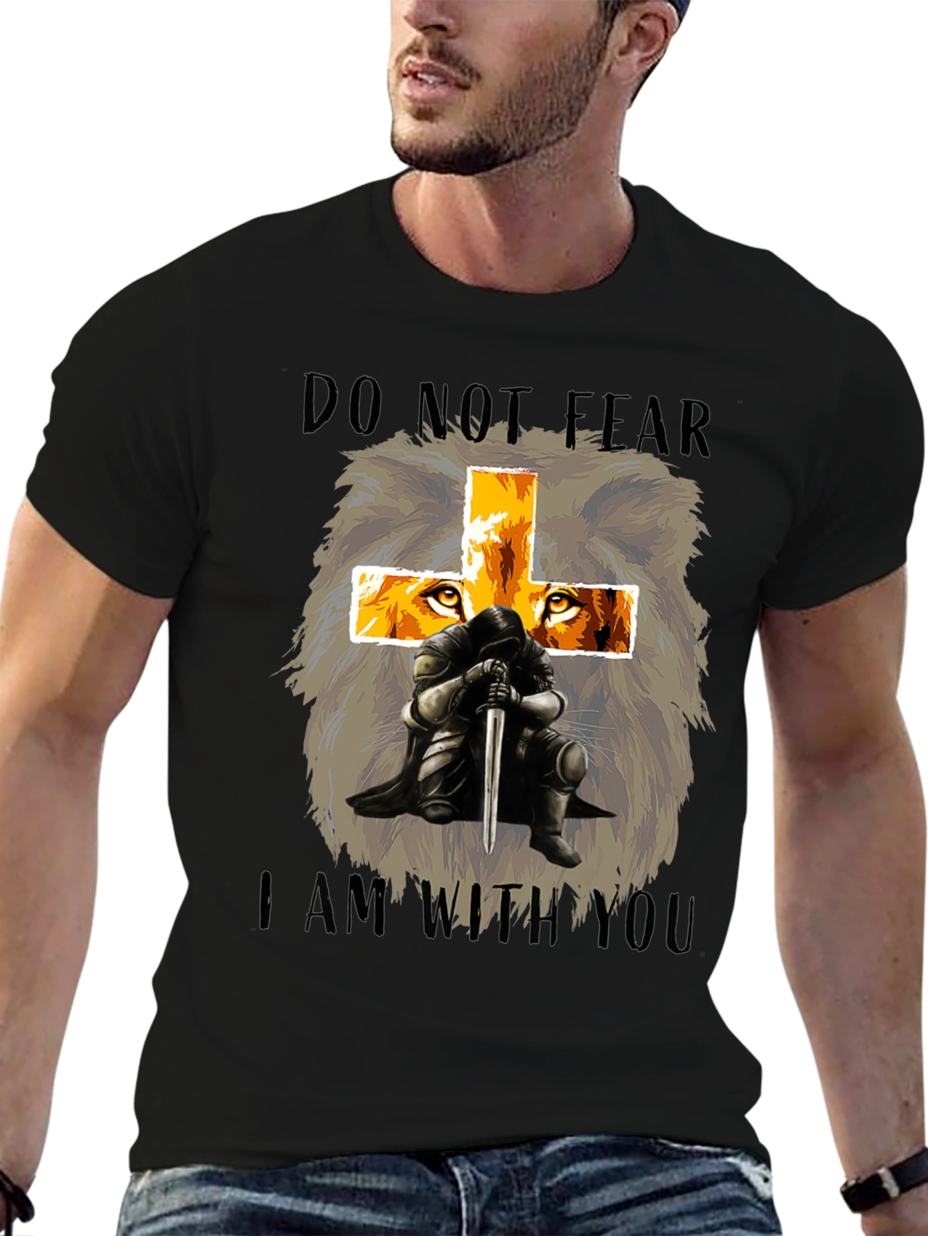 Lion Knight Graphic Tee - Faith Inspired Shirt