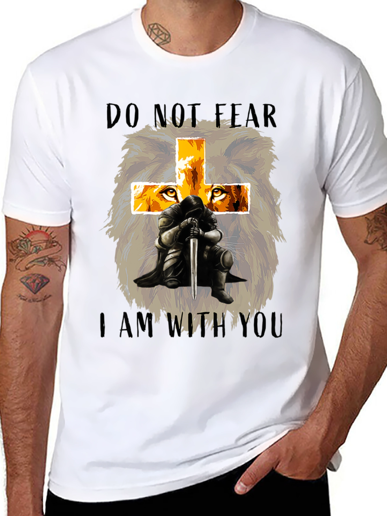 Lion Knight Graphic Tee - Faith Inspired Shirt