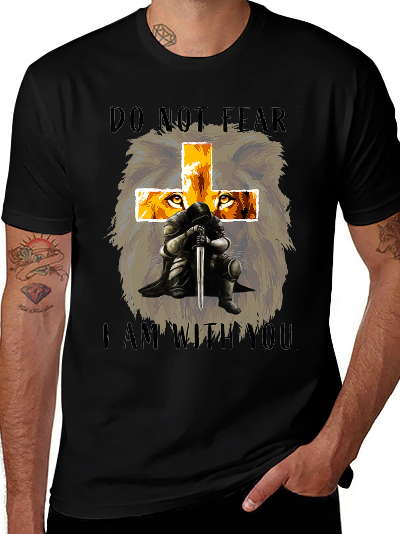 Lion Knight Graphic Tee - Faith Inspired Shirt