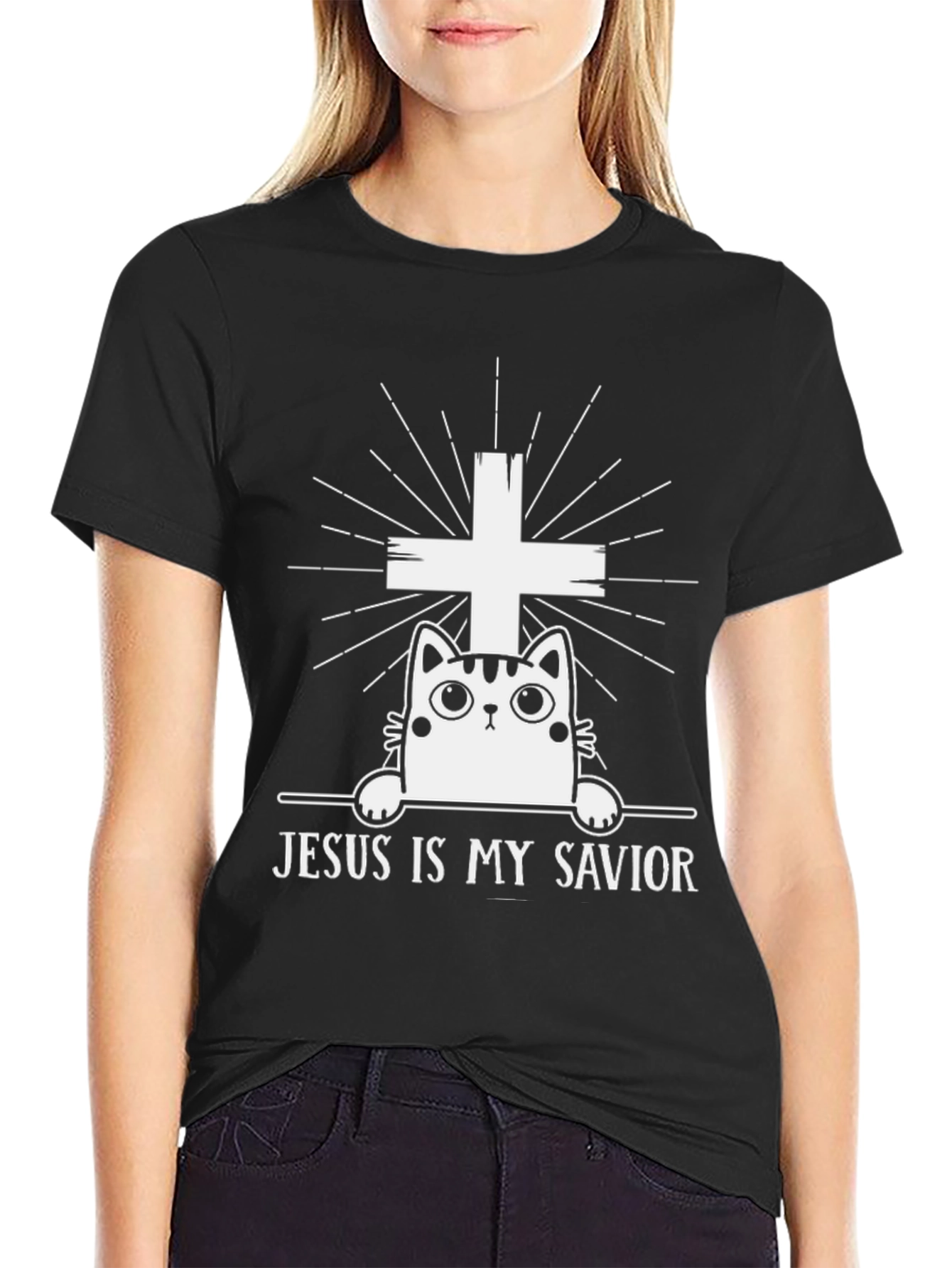 Jesus is My Savior Cat T-Shirt