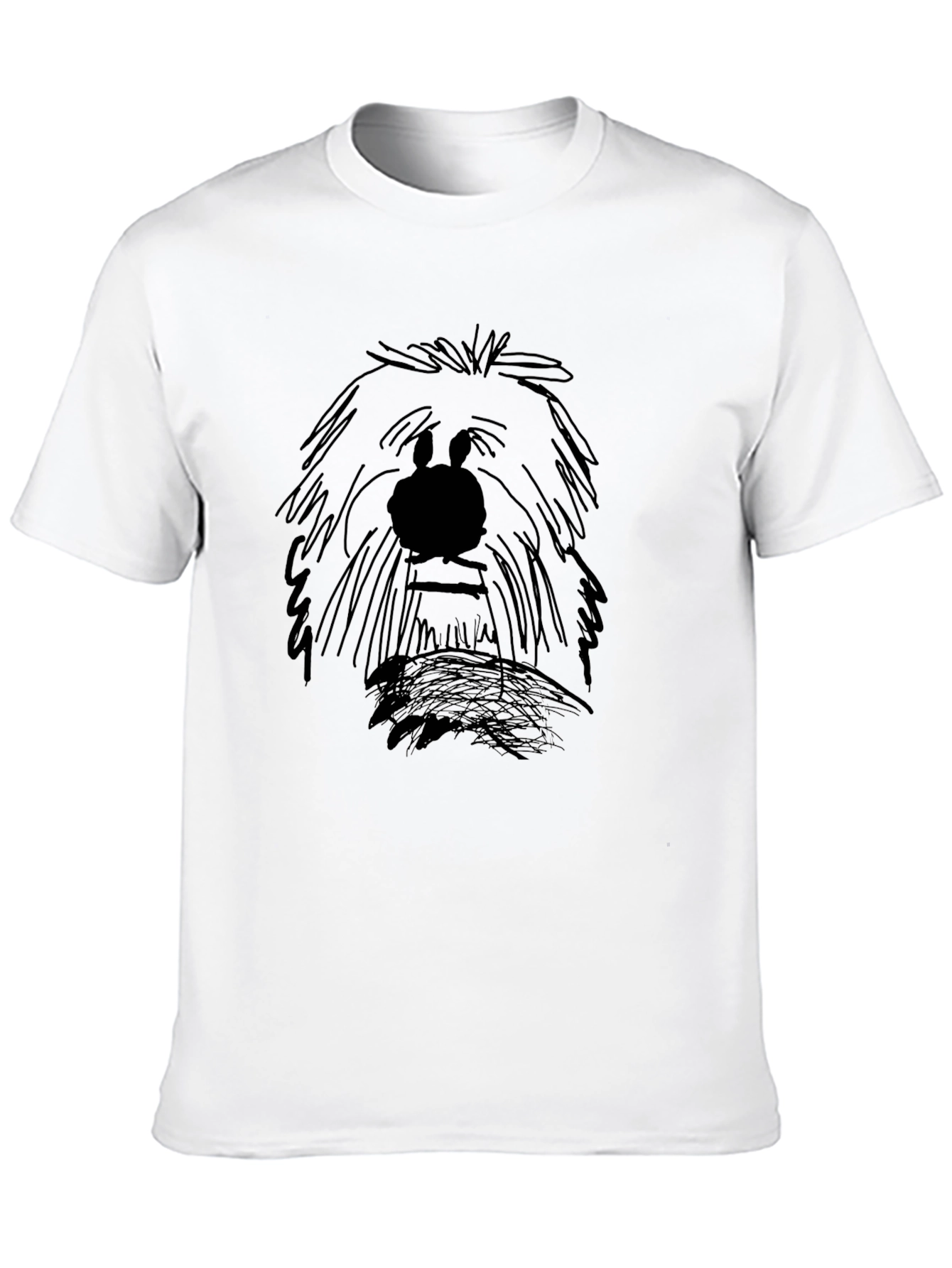 Cartoon Dog Sketch Graphic Tee - Black