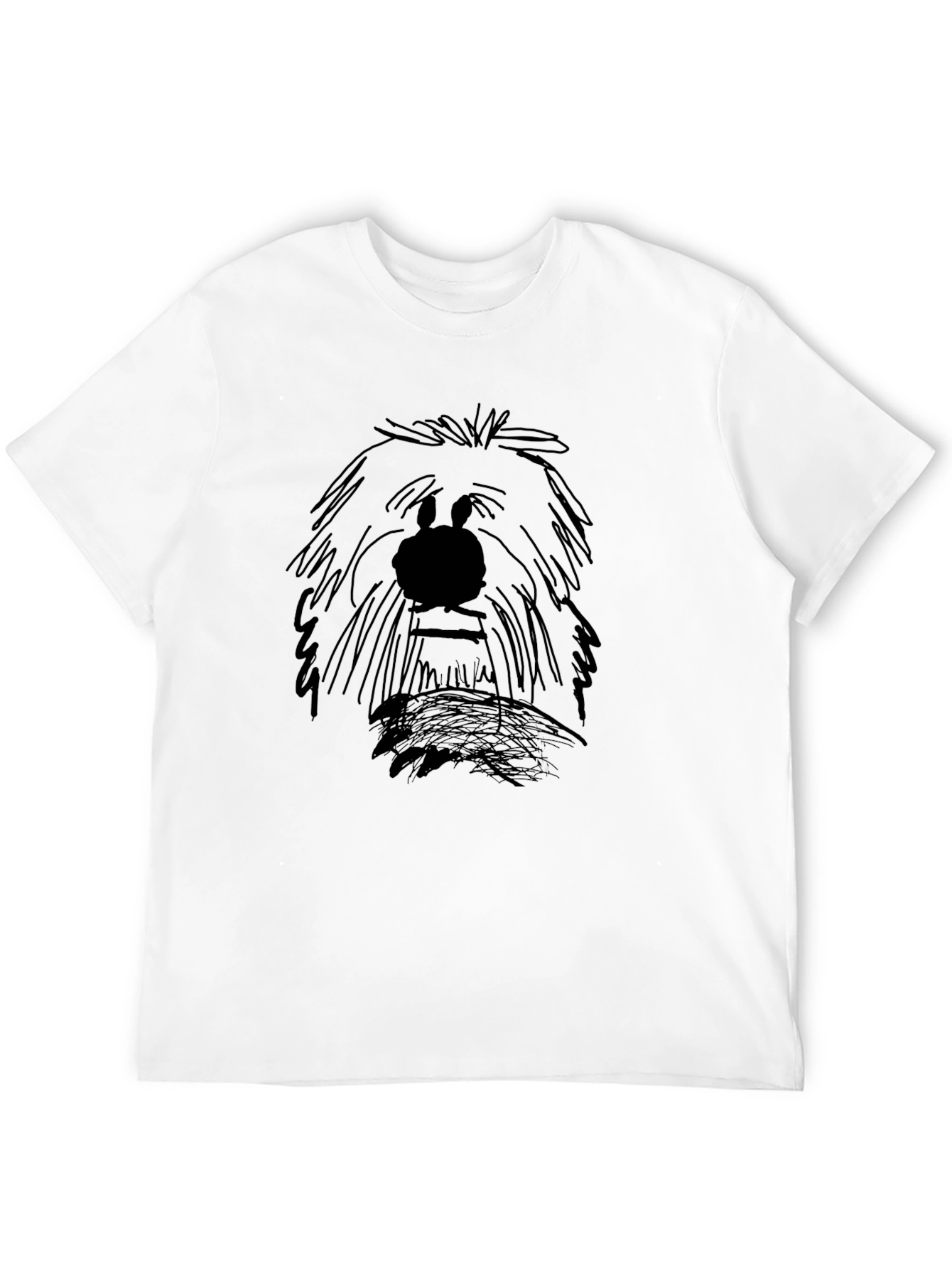Cartoon Dog Sketch Graphic Tee - Black