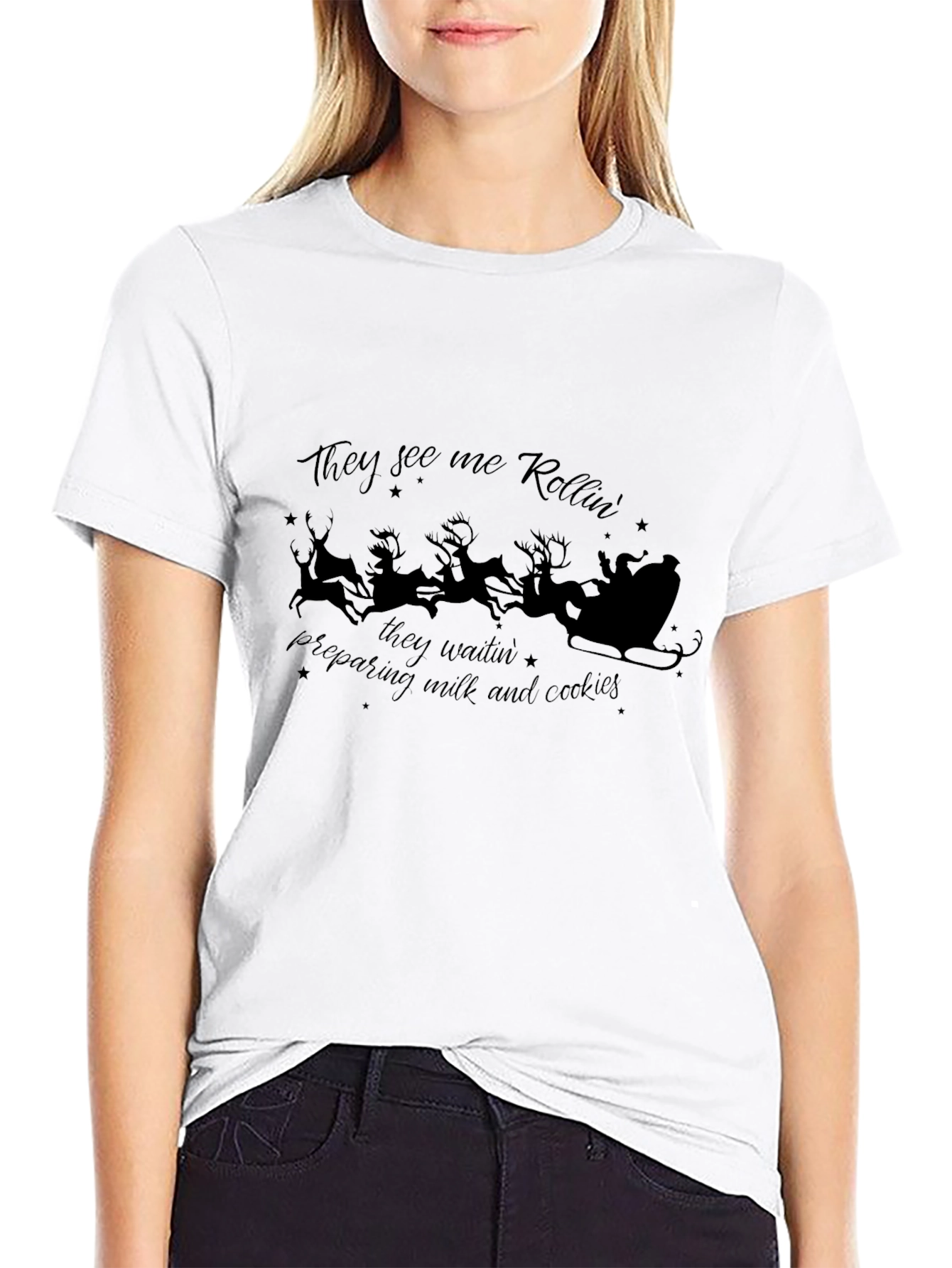 Christmas Santas Rollin Black T-Shirt